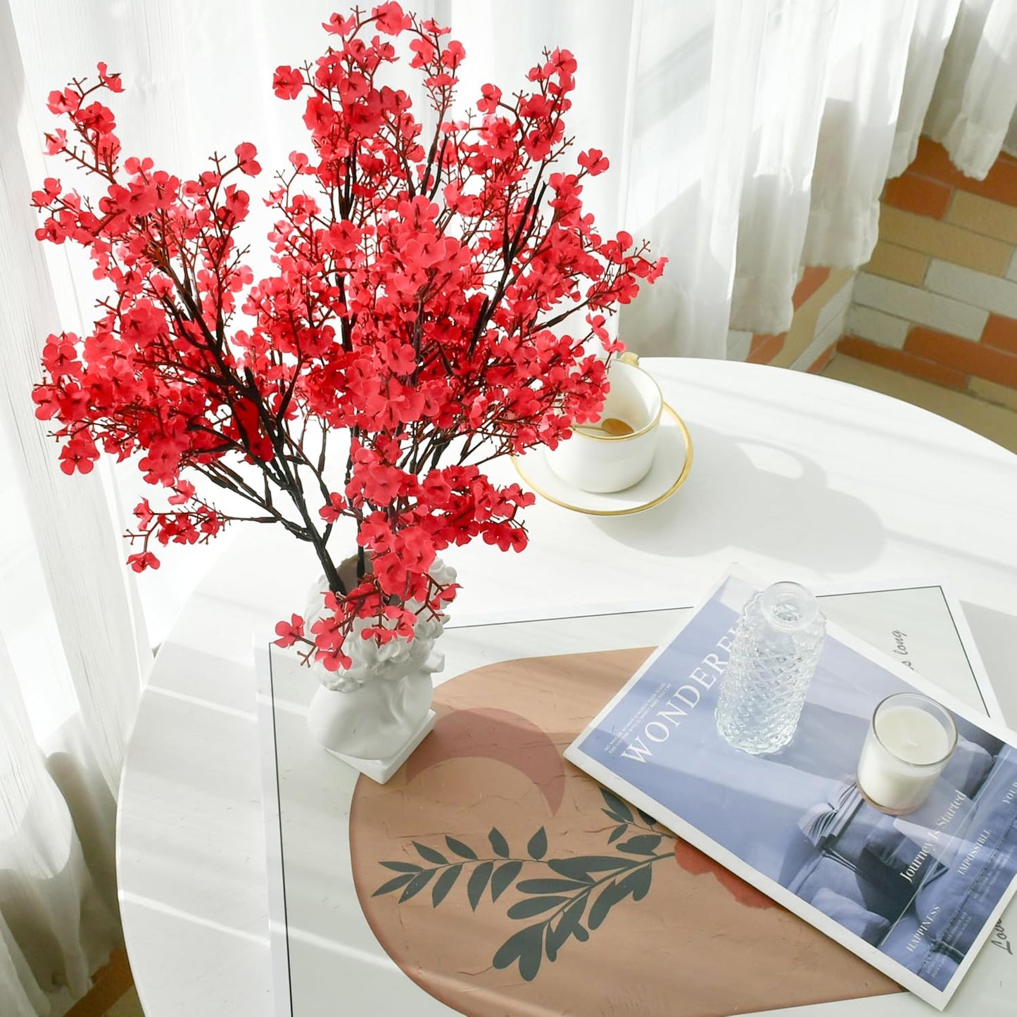 Mandy's Hot Pink Artificial Baby’s Breath Flowers 6 Bundles Silk Gypsophila with Bendable Stems for Fall Centerpiece Wedding Decor and Table Arrangements