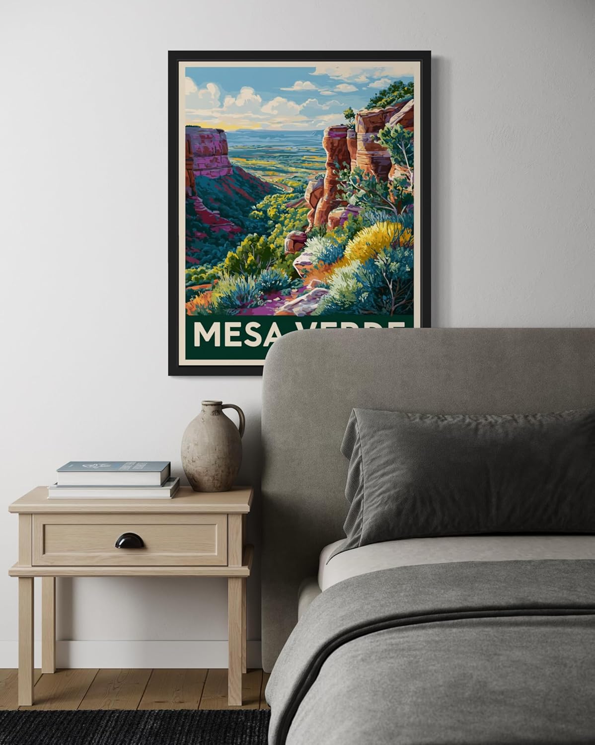 Mesa Verde National Park Art Print Poster, Vintage Retro Pop Art Travel Wall Art Bedroom Bathroom Living Room Decor 185 (Mesa Verde, 24 x 36 inches, Black Frame)