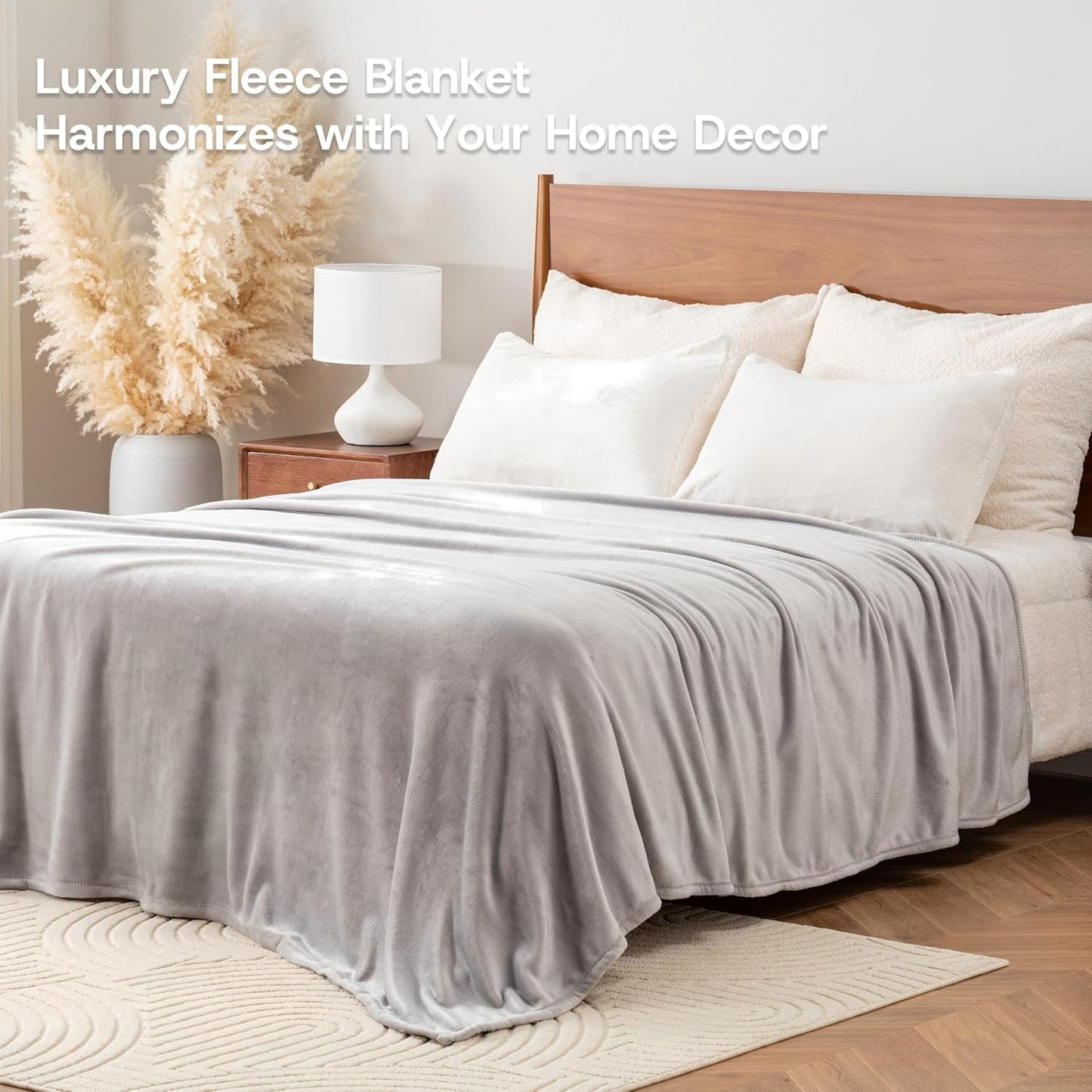 Luxury Fleece Warm Blanket, Soft Lightweight Velvety Plush Blanket for Sofa and Bed, Cozy Comfy for All Seasons(Chateau Grey, 70×90 Inches)