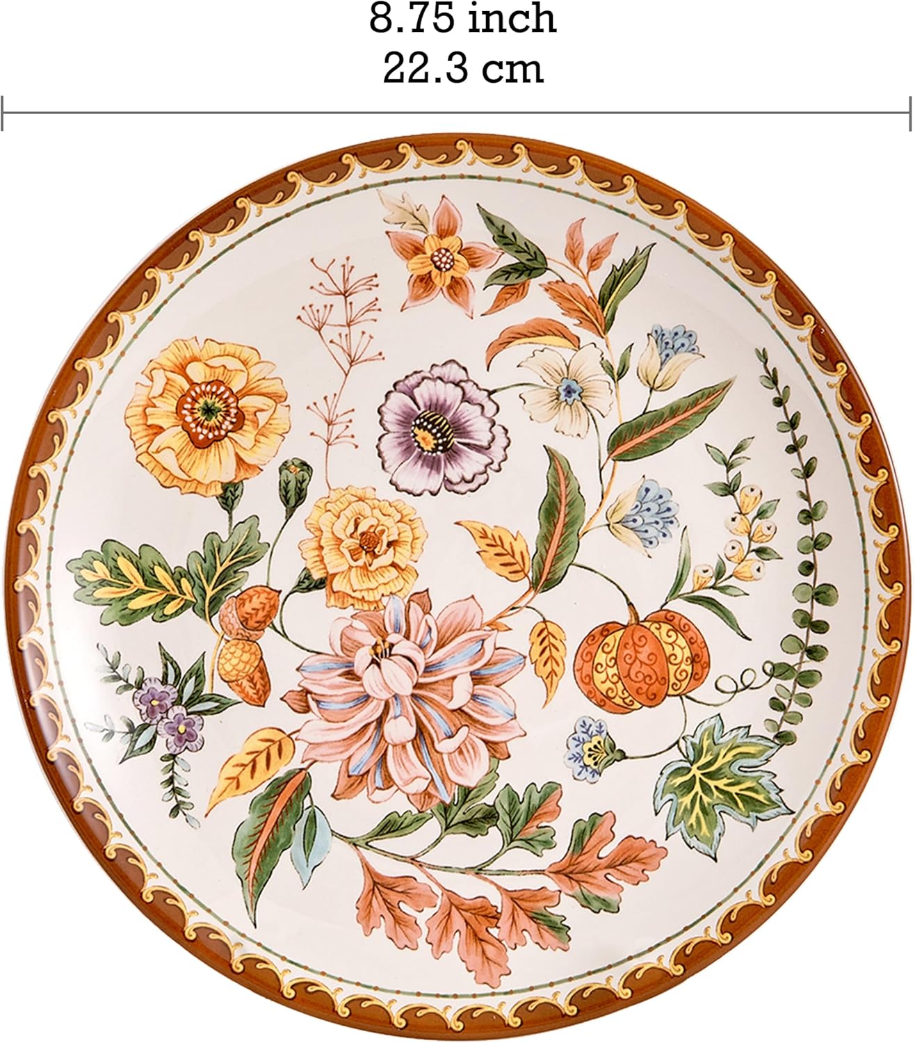 Bico Blooming Moment Salad Plates Set of 4, 8.75 Inch Ceramic Dessert Plates for Salad, Appetizer, Side Dishes, Microwave and Dishwasher Safe, Gift for Housewarming and Thanksgiving