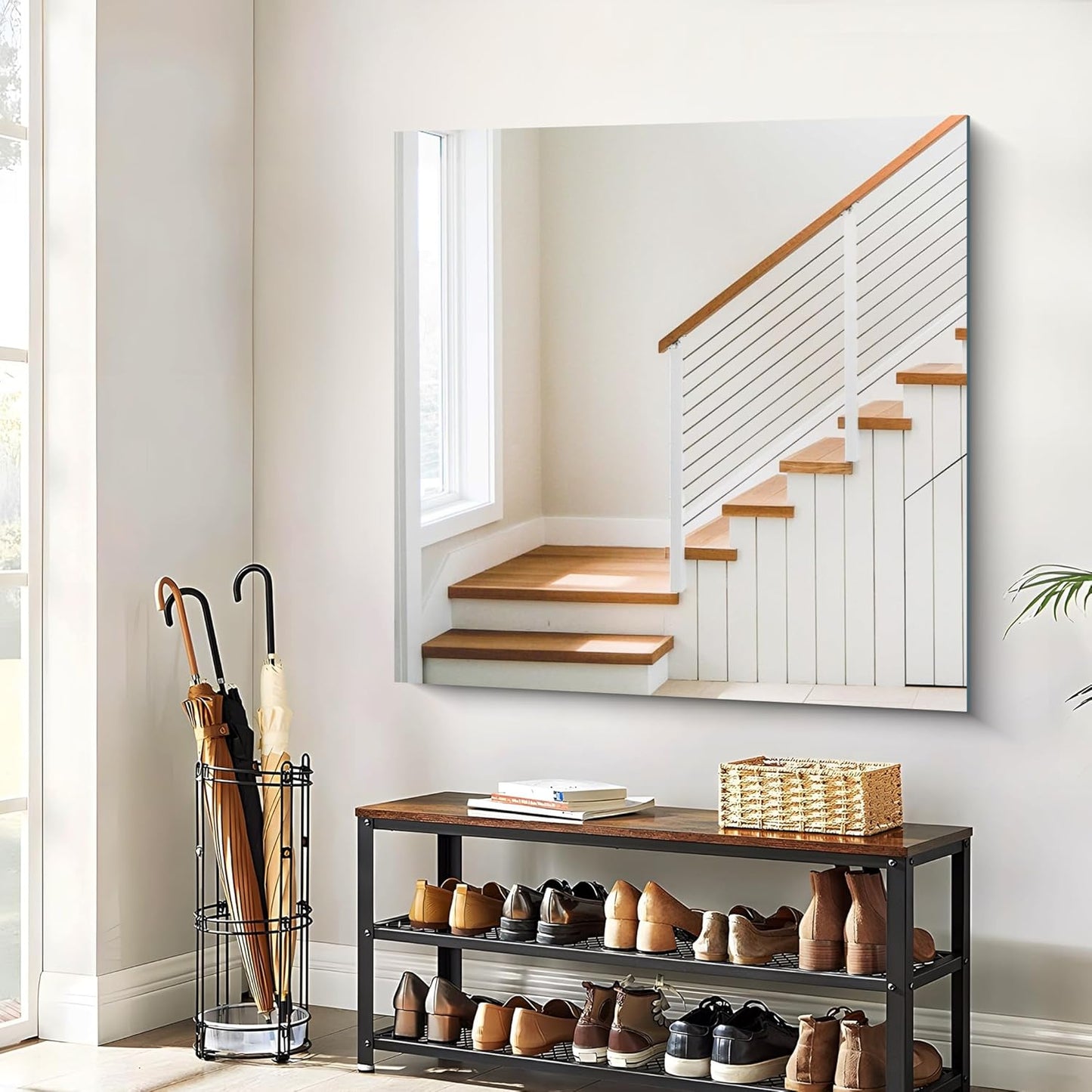 Frameless Mirror, 42x42 inch Square Bathroom Mirrors for Wall, Upgraded Shatterproof Vanity Mirror Over Sink with Polished Edge for Bathroom,Bedroom,Living Room and Entryway