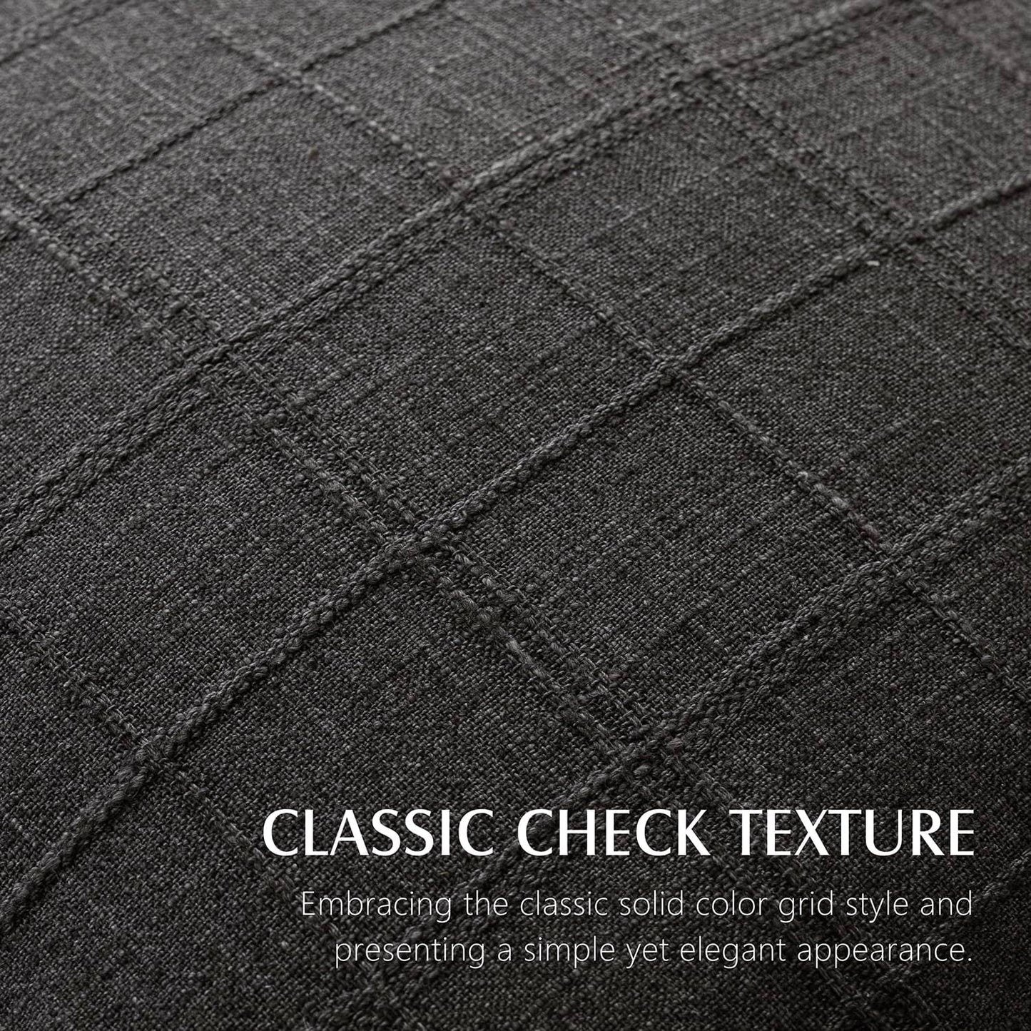 Foindtower Set of 2 Decorative Linen Check Throw Pillow Covers Neutral Long Body Lumbar Cushion Covers Farmhouse Vintage Home Decor for Sofa Chair Couch Bedroom Living Room,14×36 Inch,Charcoal