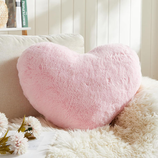 EastTree Heart Pillows, Light Pink Heart Shaped Pillows, Ultra Soft Extra-Large Fluffy Pillows, Love Throw Pillows Gifts, Women Girls Living Room Decor 15x18 Inch