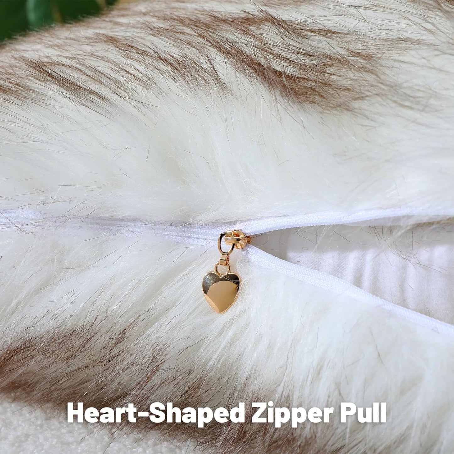 FUTEI Coffee White Decorative Throw Pillow Covers 18x18 Inch Set of 2,Soft Fluffy Faux Fox Fur Textured Cushion Case,Modern Home Decor for Couch Living Room