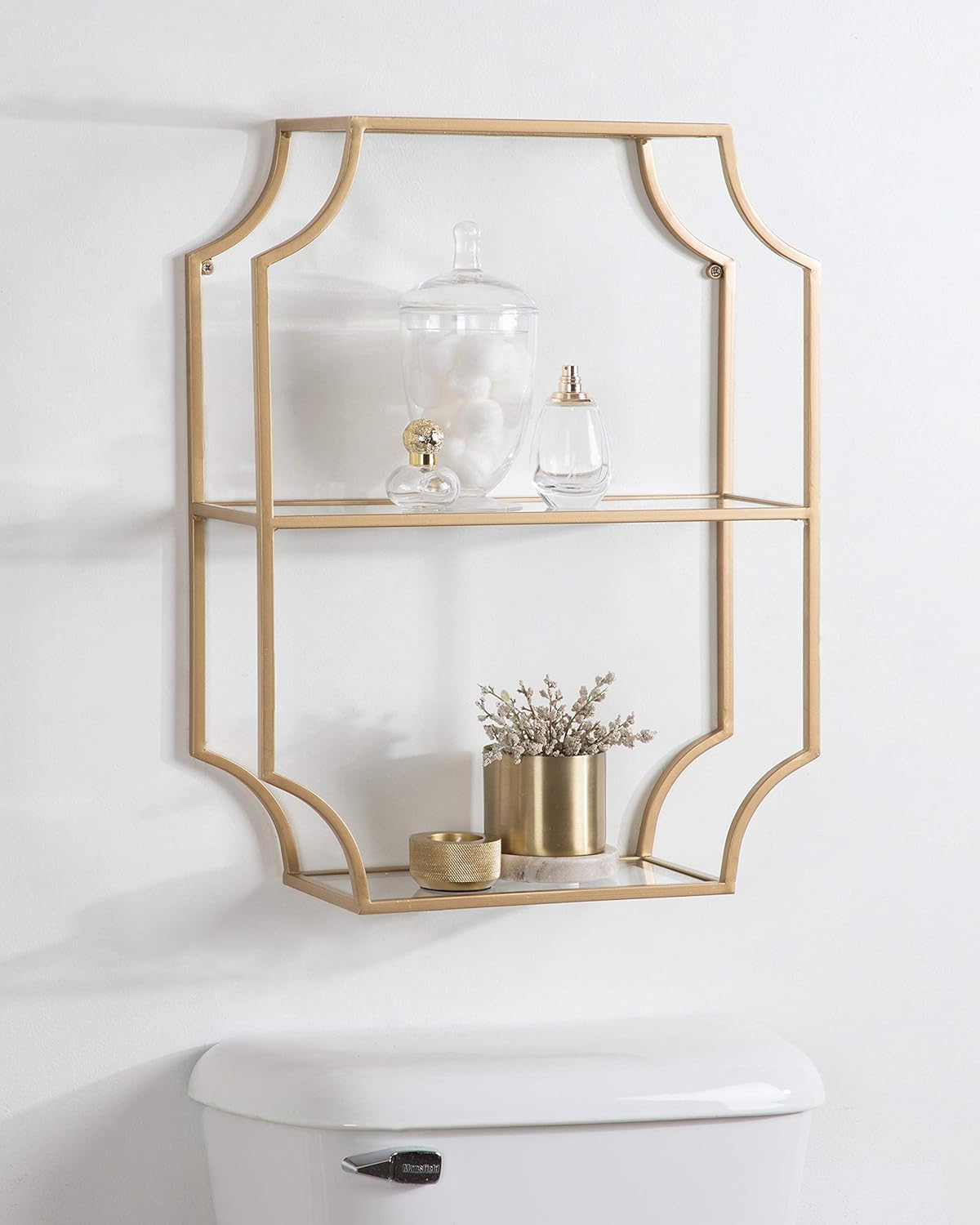 Kate and Laurel Ciel Glam Geometric Wall Shelf, 18 x 24, Gold, Decorative Shelves for Storage and Display