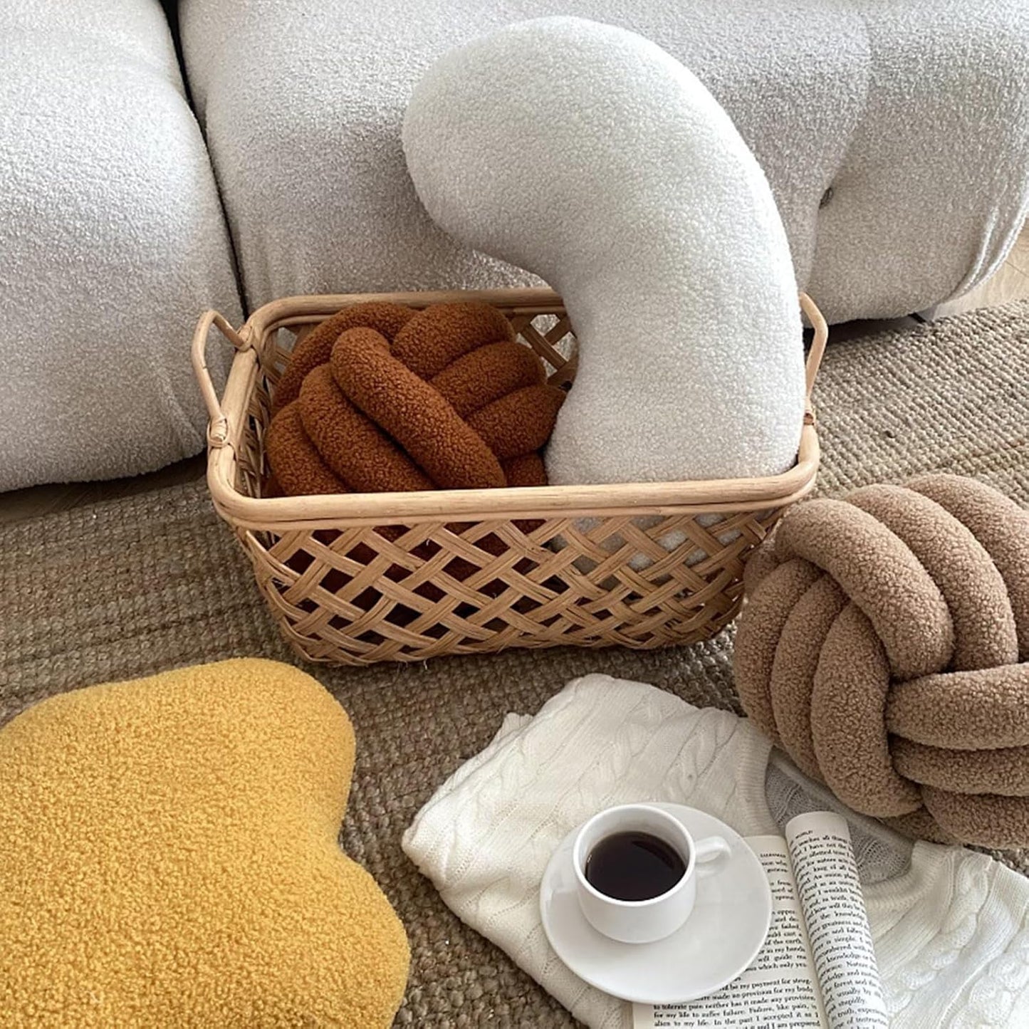 Khaki Cashew Shaped Plush Pillow,Cute Soft Waist Rest Cushion,Home Decorative Throw Pillow Used to Add Comfort and Style to A Couch,Sofa,Or Living Room.