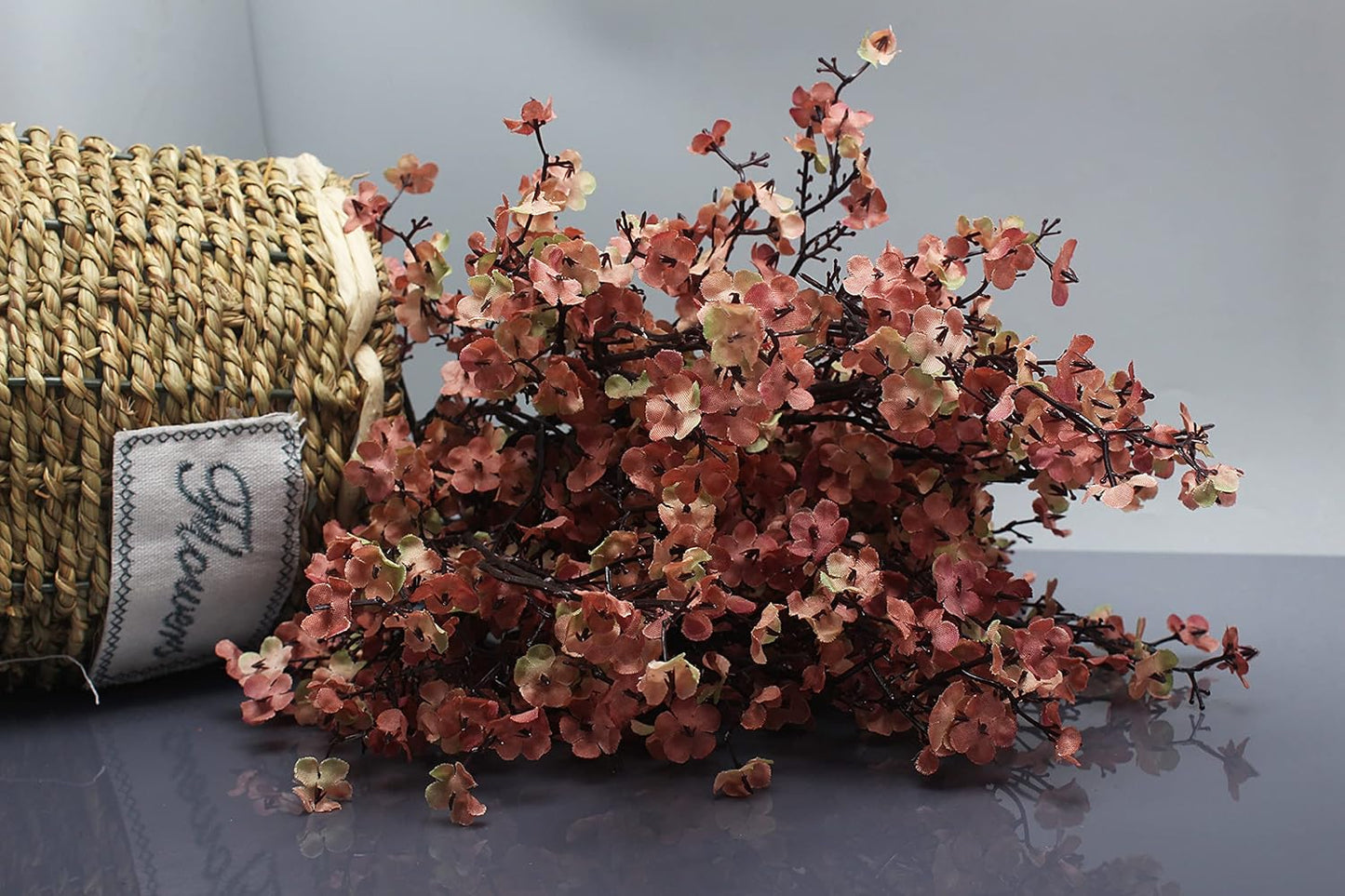 JAKY-Global Babys Breath Silk Artificial Flowers 12 Bundle European Fake Plants Farmhouse Decor Fall Decoration Bouquets DIY Home Garden (Beige Brown-12pcs)