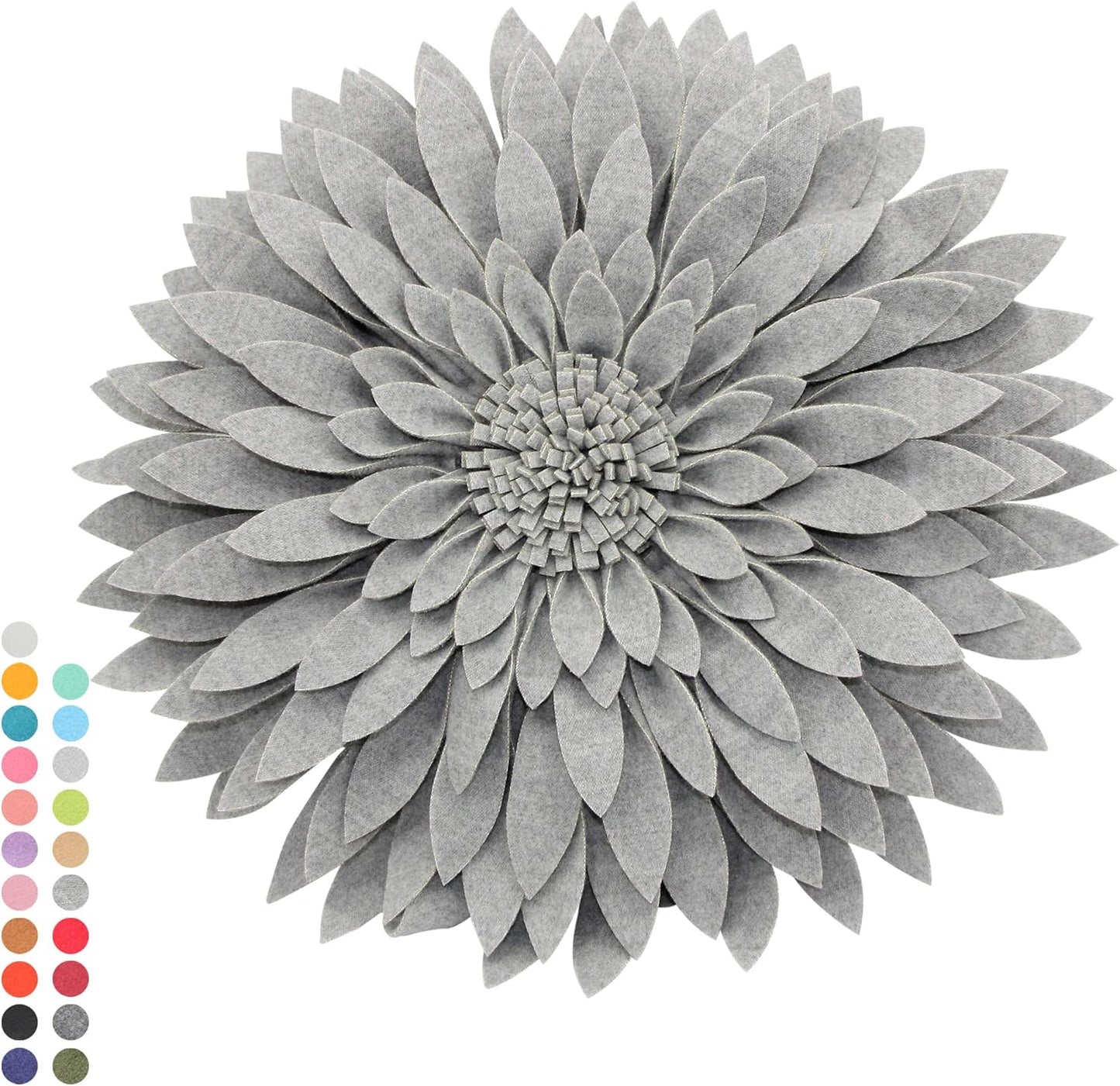 Contempo Lifestyles 3D Daisy Flower Decorative Pillow - Patented Design, Couch & Bed Decor (14.5" Flower, 13" Pillow, Heather Grey)