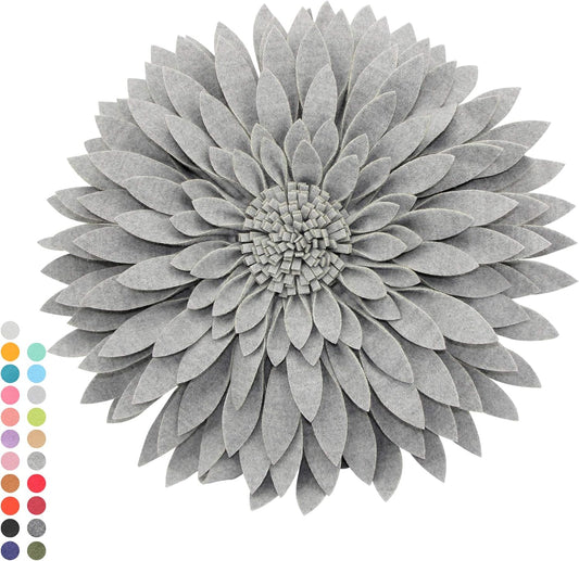 Contempo Lifestyles 3D Daisy Flower Decorative Pillow - Patented Design, Couch & Bed Decor (14.5" Flower, 13" Pillow, Heather Grey)