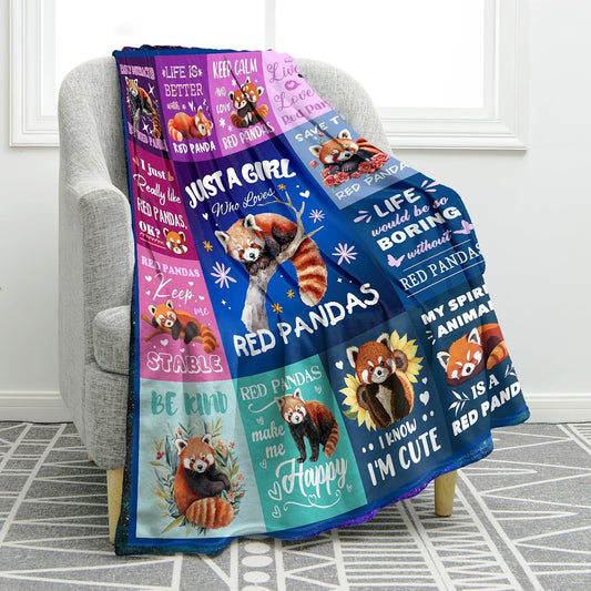 Jekeno Panda Blanket Cute Animals Gifts for Women Men Kids Girls Boys Mom Wife Friends Halloween Birthday Home Bedroom Living Room Decor Colorful Throw Blanket 60"x80"