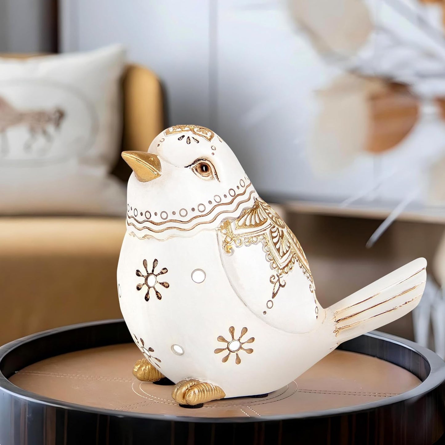 Bird Statue for Home Decor Accents Boho White Bird Figurines for Shelf Living Room Bedroom Centerpiece Table, Decorative Birds Sculpture, Animal Decor Gifts for Bird Lovers, Women