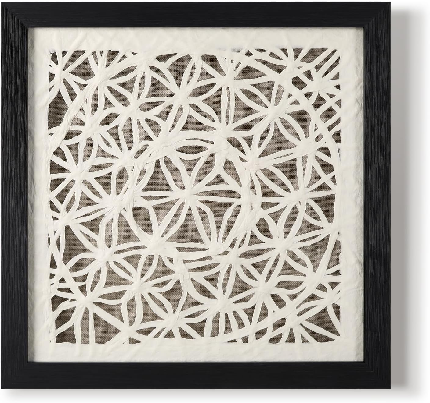 FOLKOR Black and White Wall Art Living Room Decor, 12" Abstract Framed Artwork, Handmade Rice Paper Shadow Box Wall Hanging Sculpture for Contemporary Home Office Bedroom Coffee Shop