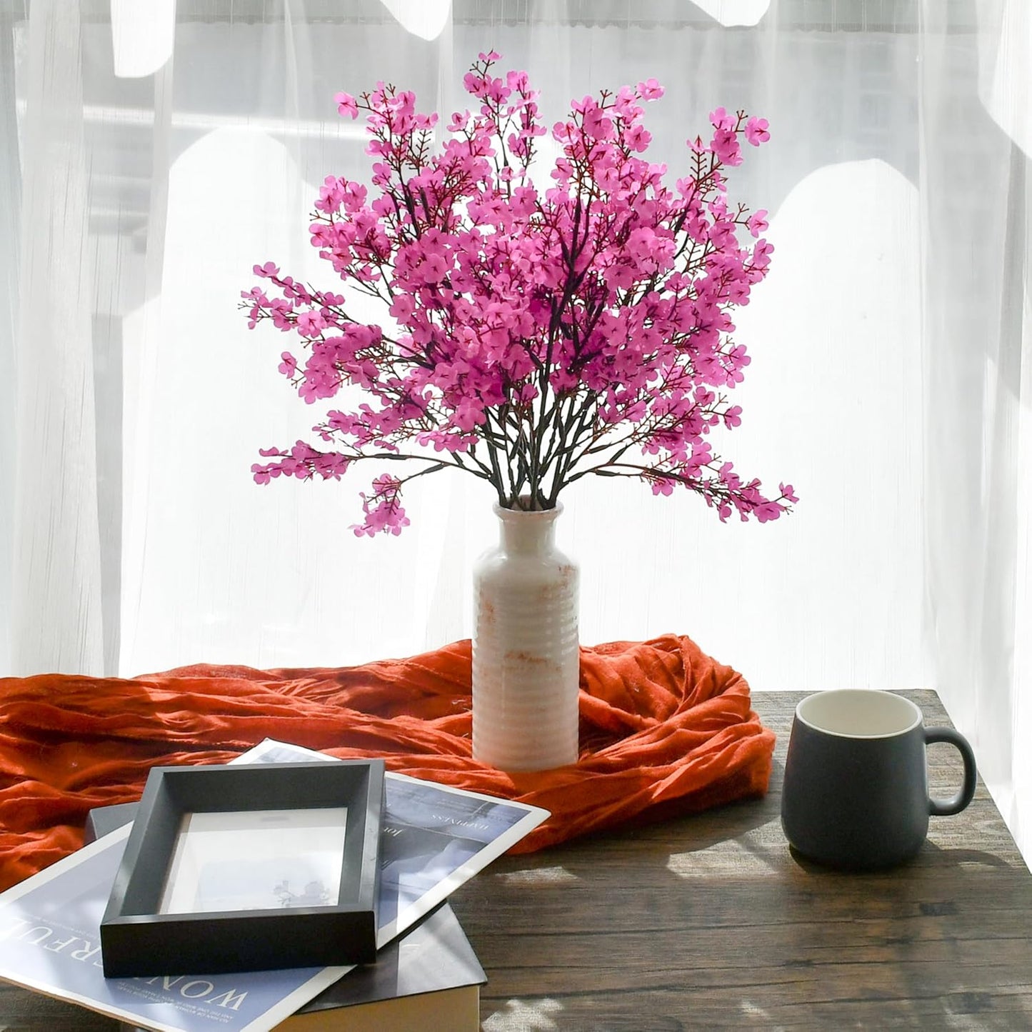 Mandy's Lavender Artificial Baby’s Breath Flowers 6 Bundles Silk Gypsophila with Bendable Stems for Fall Centerpiece Wedding Decor and Table Arrangements