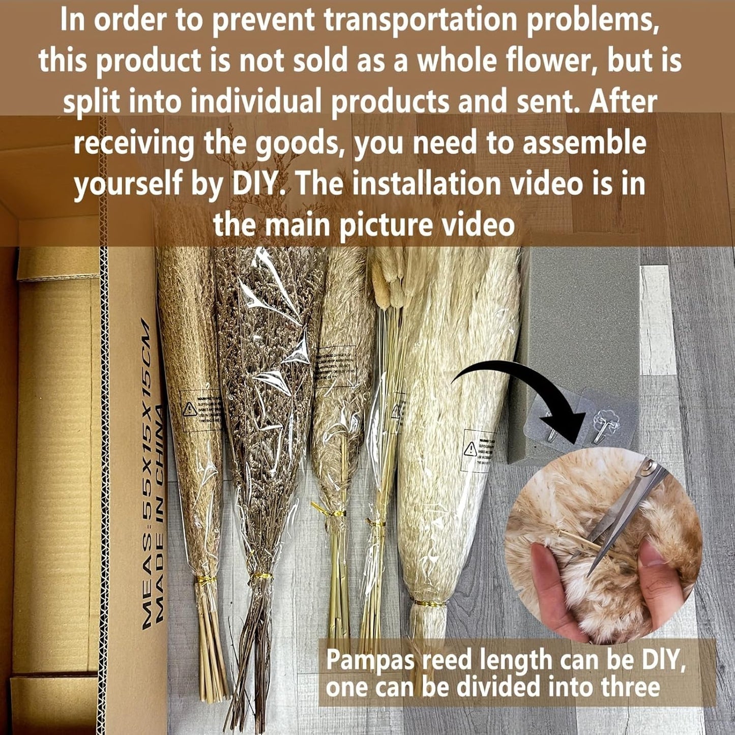 DIY White Pampas Arch Swag – Dried Flower Arrangement for Wedding Ceremony, Wall or Mantel Decor(Woodland Boho Bouquet)