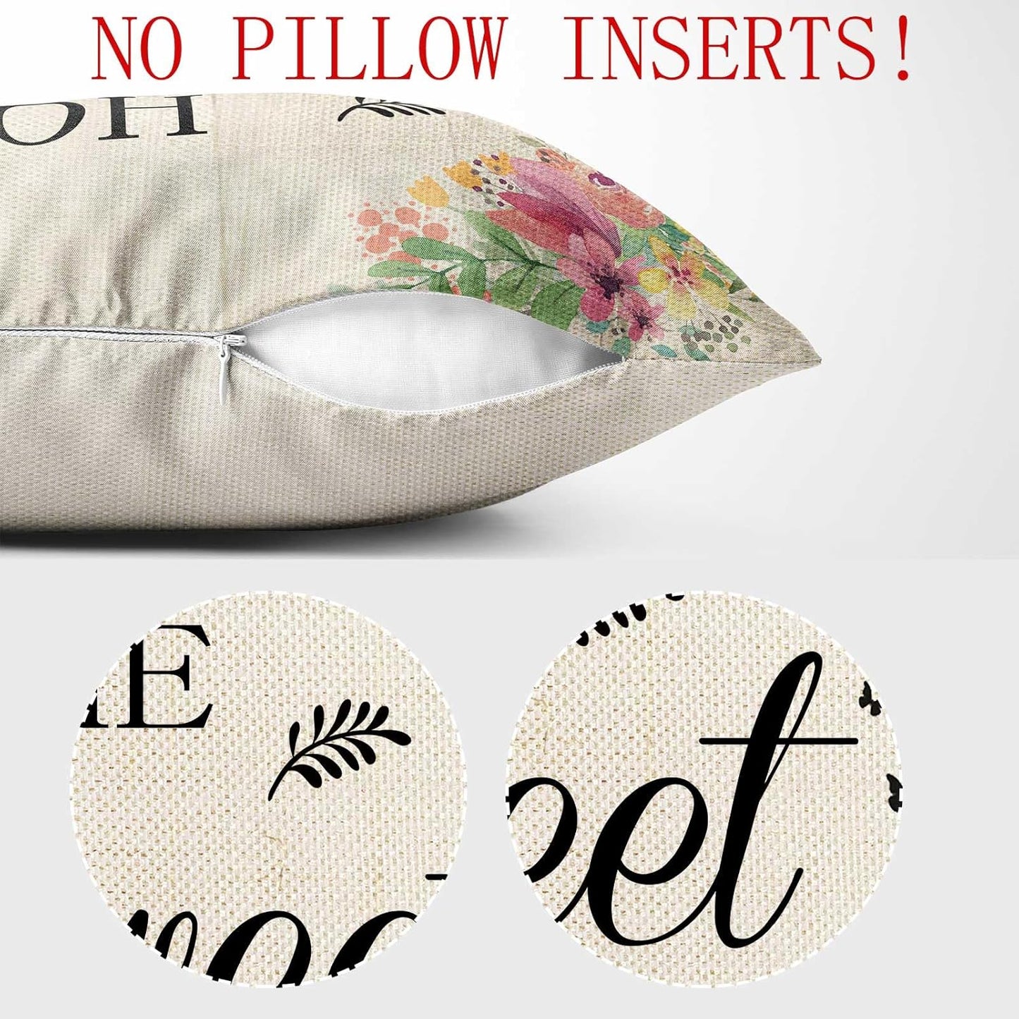 Home Sweet Home Spring Flower Throw Pillow Cover,Spring Flower Farmhouse Decor Pillow Covers Home Decorative Sofa Pillow Case 18x18 Inch