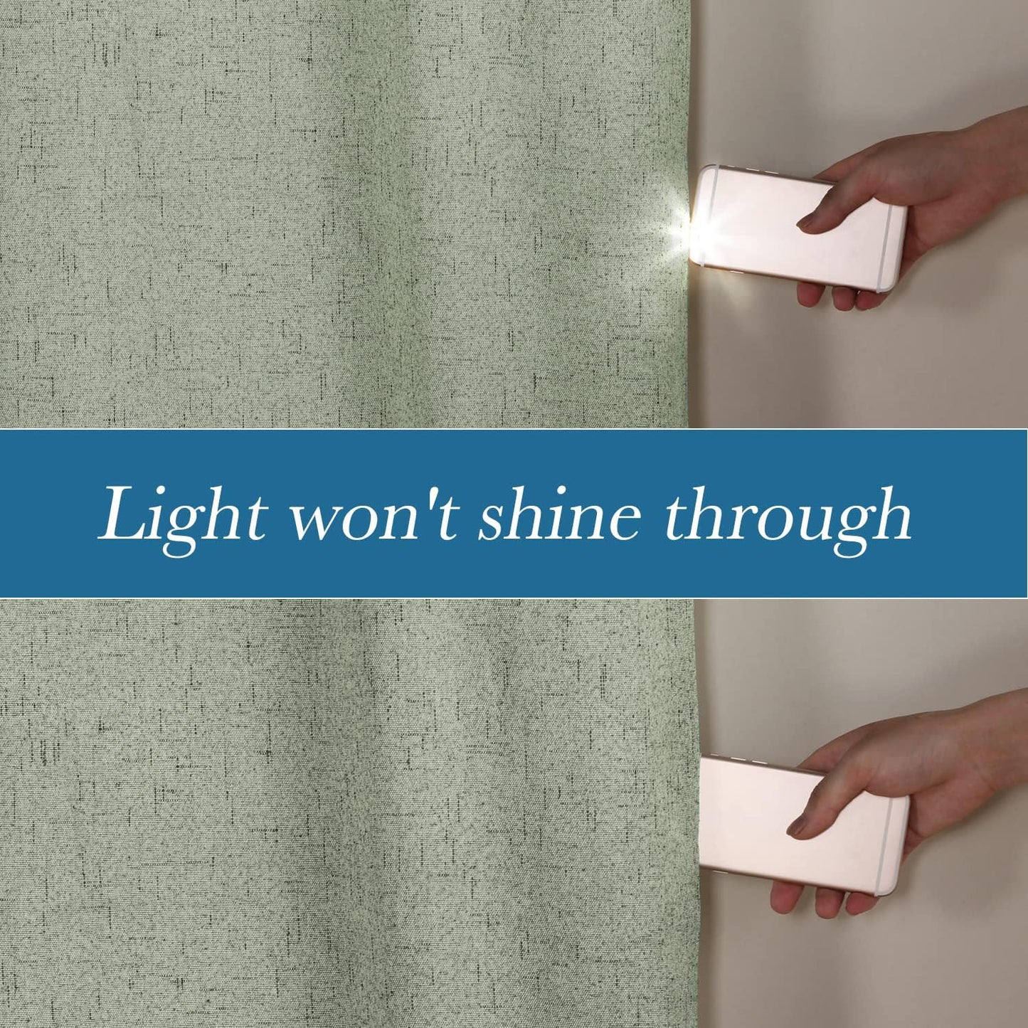 H.VERSAILTEX Linen Blackout Curtains Durable Thick Textured Linen Look 100% Blackout Patio Door Curtain Anti Rust Grommet Extra Wide Sliding Door Curtain Panel, W100 x L96 inch - Sage