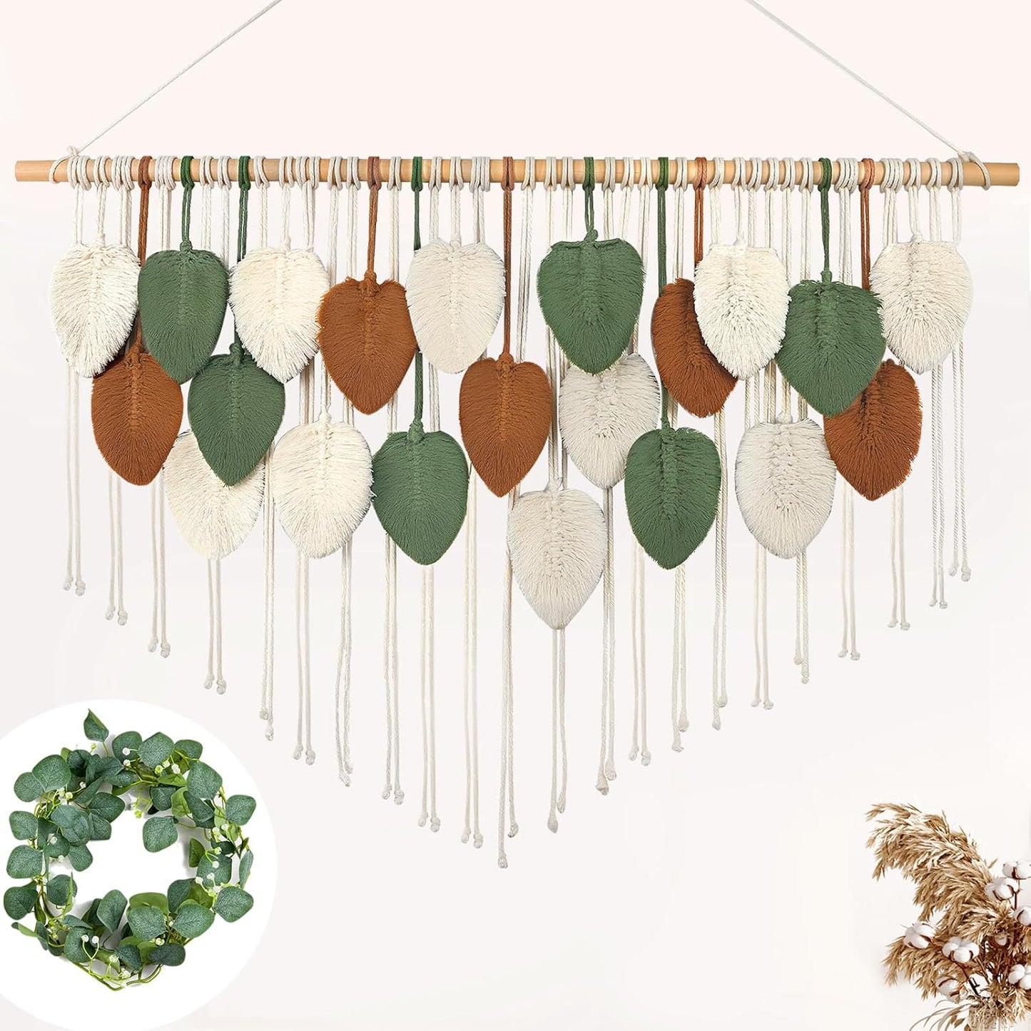 Gliterra Large Macrame Wall Hanging Handmade Boho Tapestry 43"x32" - Wall Art Decor for Living Room, Bedroom, Wedding (Brown)