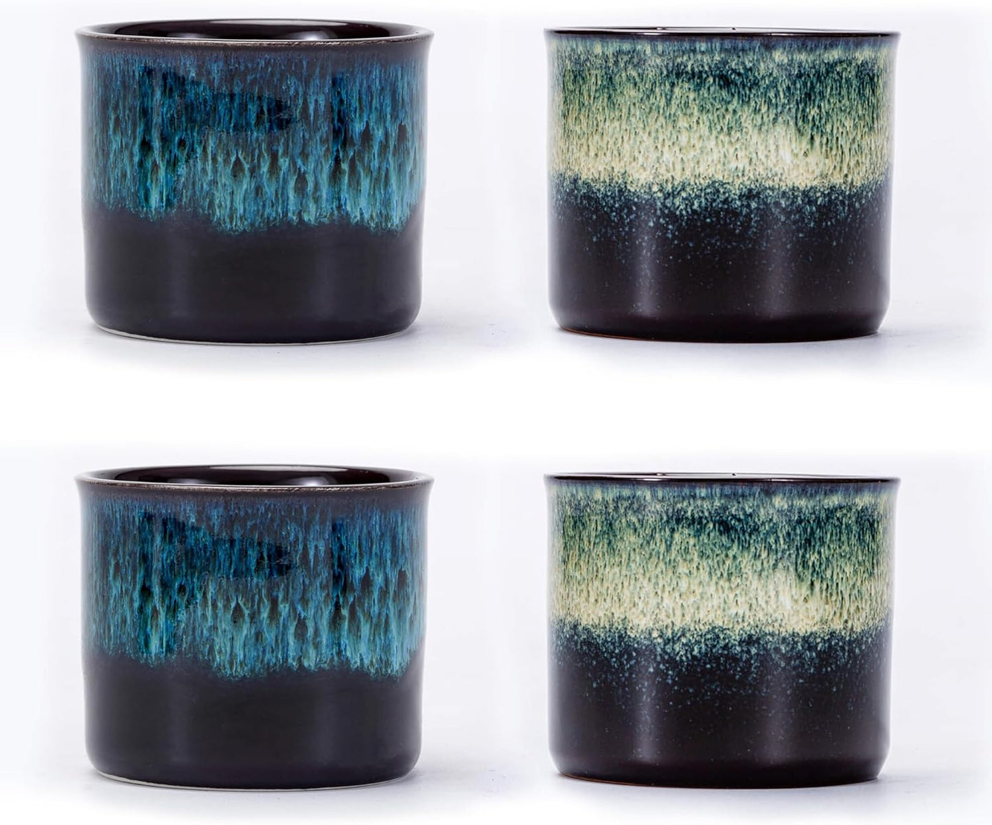 Espresso Cups Set of 2, Ceramic Espresso Cups, Expresso Shots Cups, 2.5oz Tea Cups, Demitasse Cups (4, full magic/full magic blue)