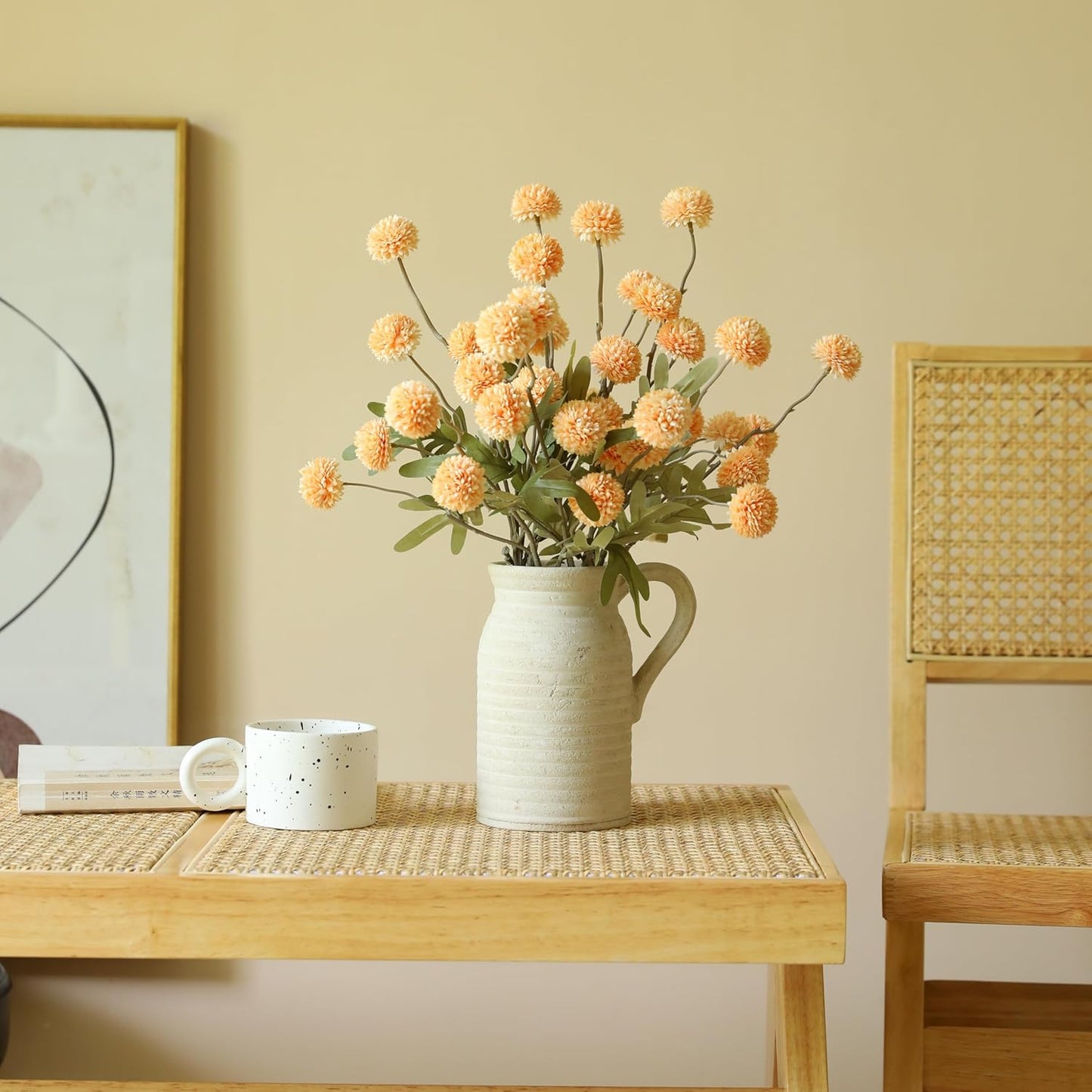 Laelfe 5pcs Dandelion Artificial Flowers Bridal Bouquet Wedding Home Party Decor (Light Yellow)