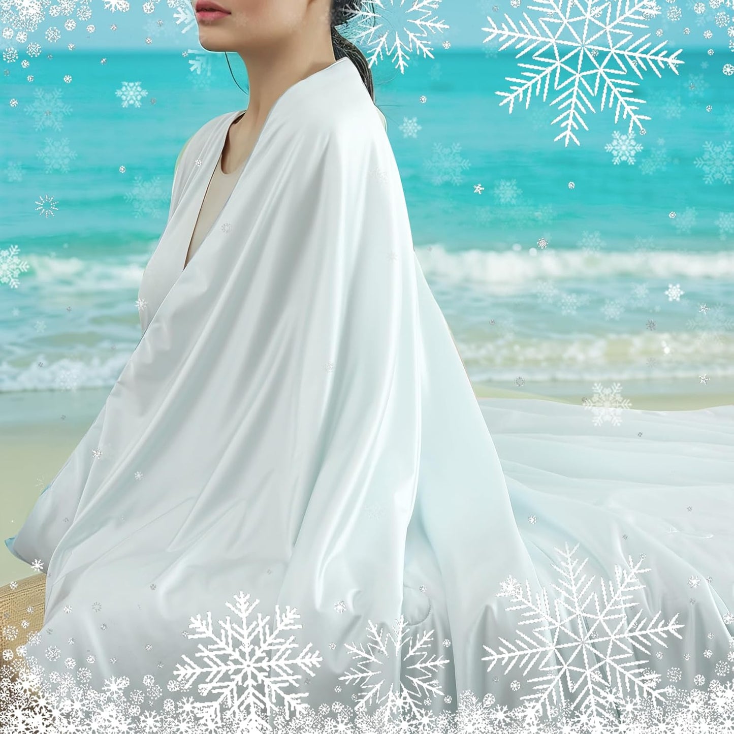 Cooling Blanket for Hot Sleepers, Silky-Soft Feel & Cool Fiber, All-Season Comfort, Double-Sided Cold Blanket for Night Sweats, Throw Size 53" x 79" Fits 2 on Couch, Silk Light Blue