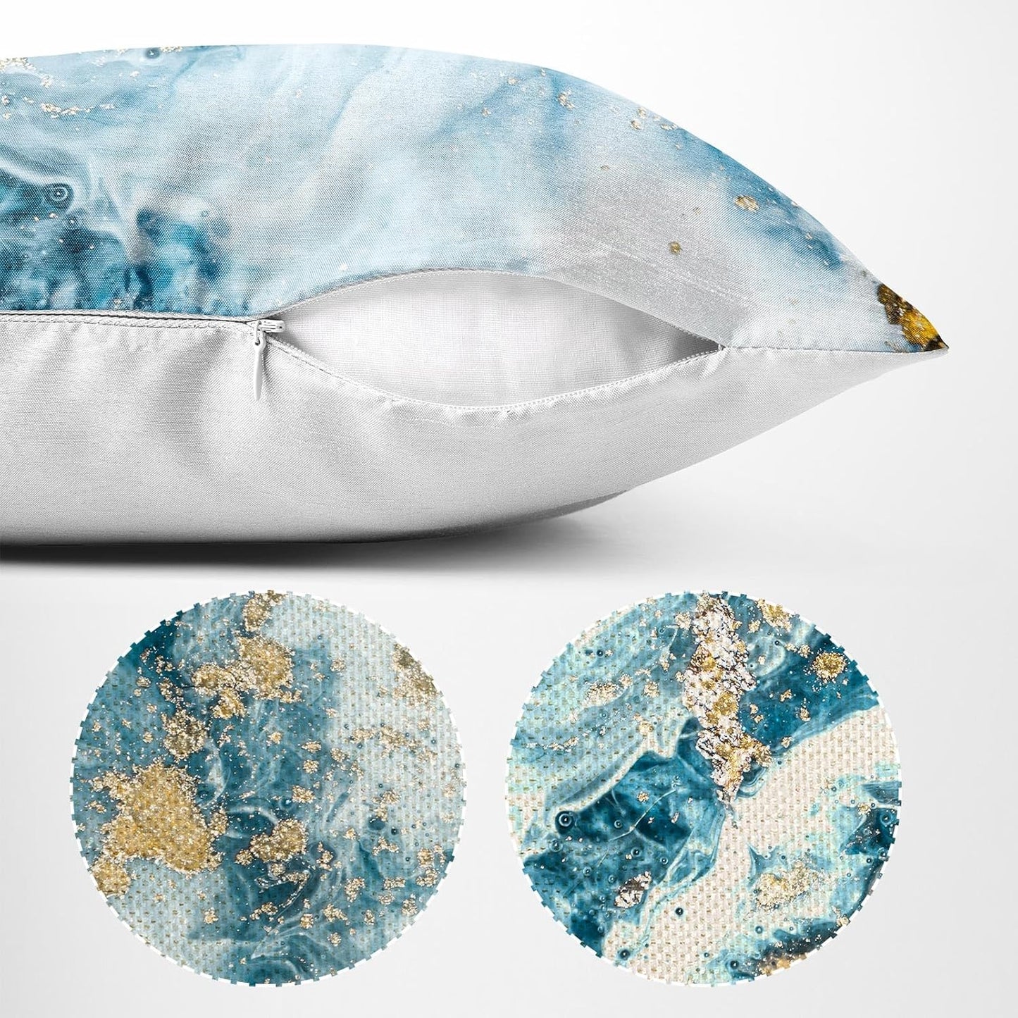 Marble Throw Pillow Cover，Ink Golden Marble Texture Pillow Covers Farmhouse Decorative Cushion Case Sofa Pillow Case 18x18 Inch