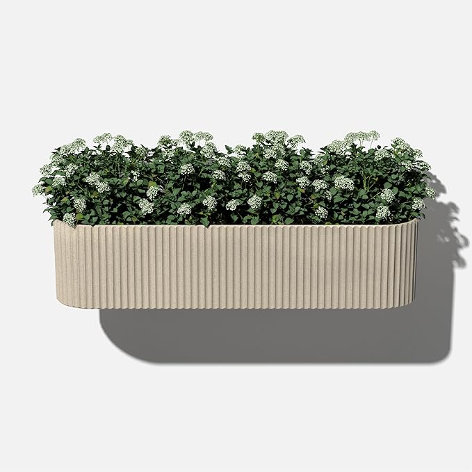 Veradek Demi Series Railing Planter - Hanging Planter Box for Windowsill/Balcony | Plastic-Stone Composite w/Railing Bracket | Modern Décor for Flowers