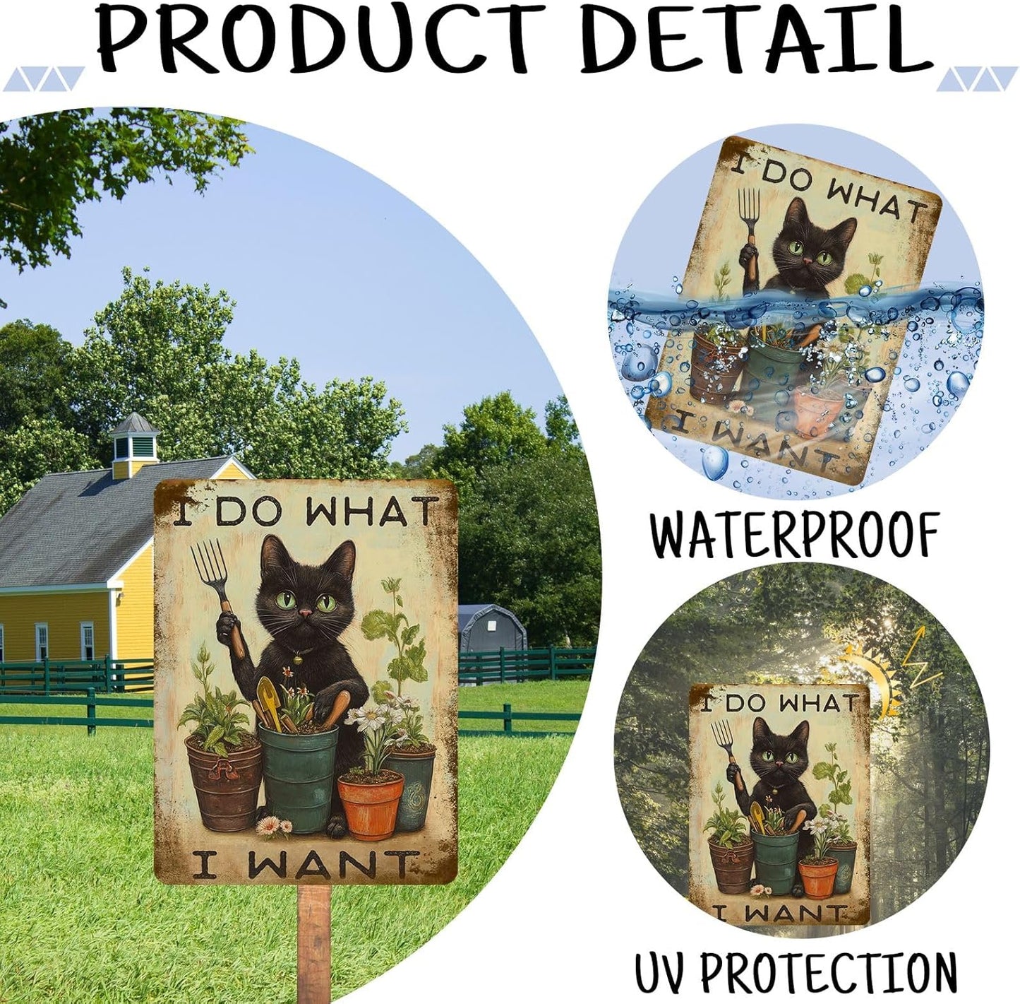 Funny Garden Wall Decor Black Cat I Do What I Want Vintage Metal Tin Signs Aluminum Sign for Home Garden Yard Greenhouse Wall Decor 8×12 Inch