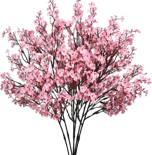 Mandy's Pink Artificial Baby’s Breath Flowers 6 Bundles Silk Gypsophila with Bendable Stems for Fall Centerpiece Wedding Decor and Table Arrangements