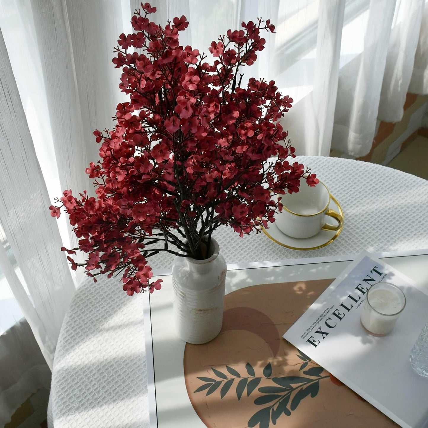 Mandy's Mauve Artificial Baby’s Breath Flowers 6 Bundles Silk Gypsophila with Bendable Stems for Fall Centerpiece Wedding Decor and Table Arrangements