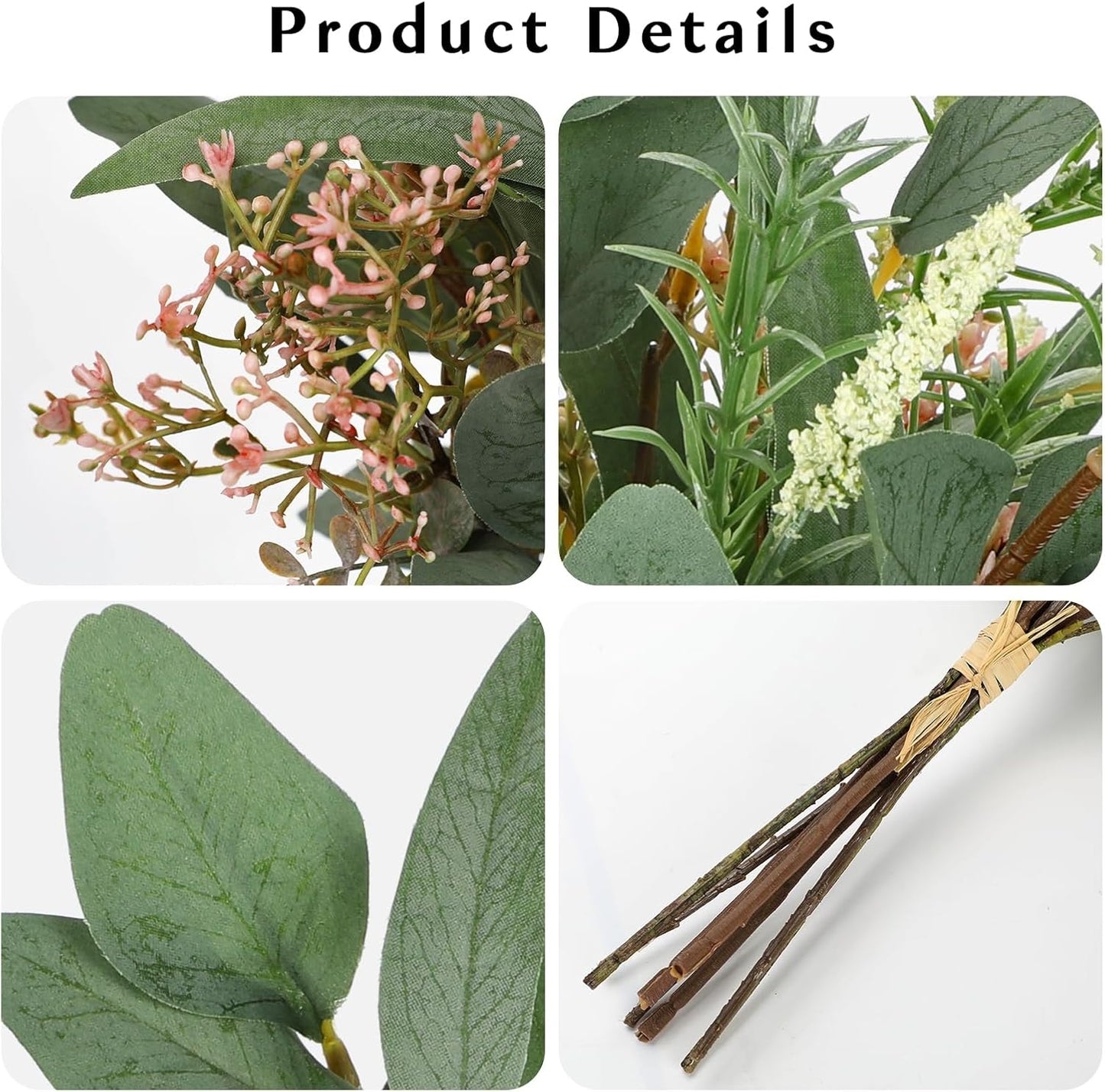 Fake Eucalyptus Bouquet Artificial Eucalyptus with Sage Leaves Faux Greenery Bush for Bathroom Kitchen Table Farmhouse Decoration