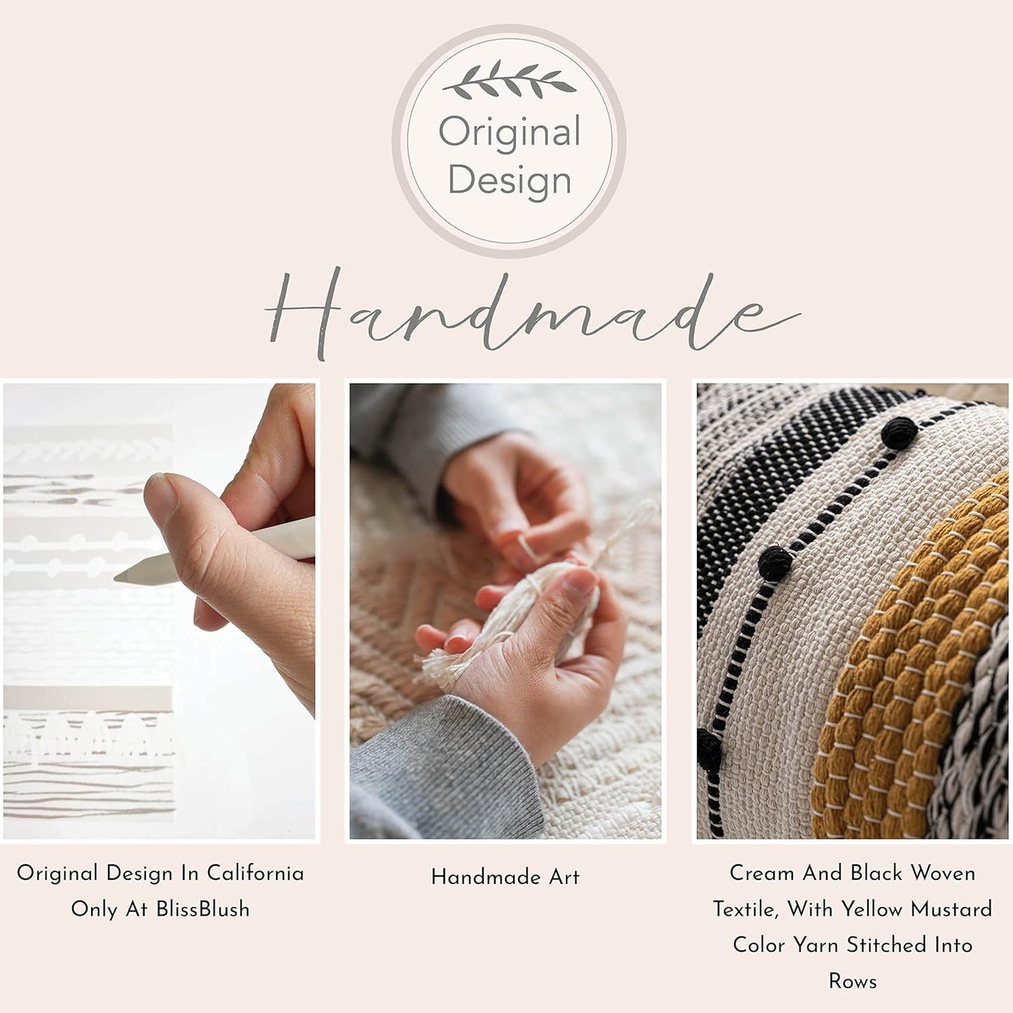 BlissBlush Fall Decorative Lumbar Throw Pillow Cover 14x36 Boho Long Cushion for Bed Yellow Mustard Accent Farmhouse Pillowcase for Bedroom Living Room Couch Sofa Home Décor Cover ONLY