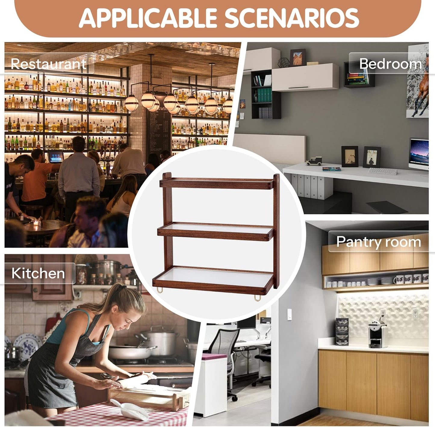 Coffee Mug Holder Wooden Cup Rack,3-Tier Acrylic Home Coffee Mug Display Rack for Kitchen Countertops, Coffee Bars, for Placing Mugs, Coffee Beans, Syrup, Cups, Stirrers