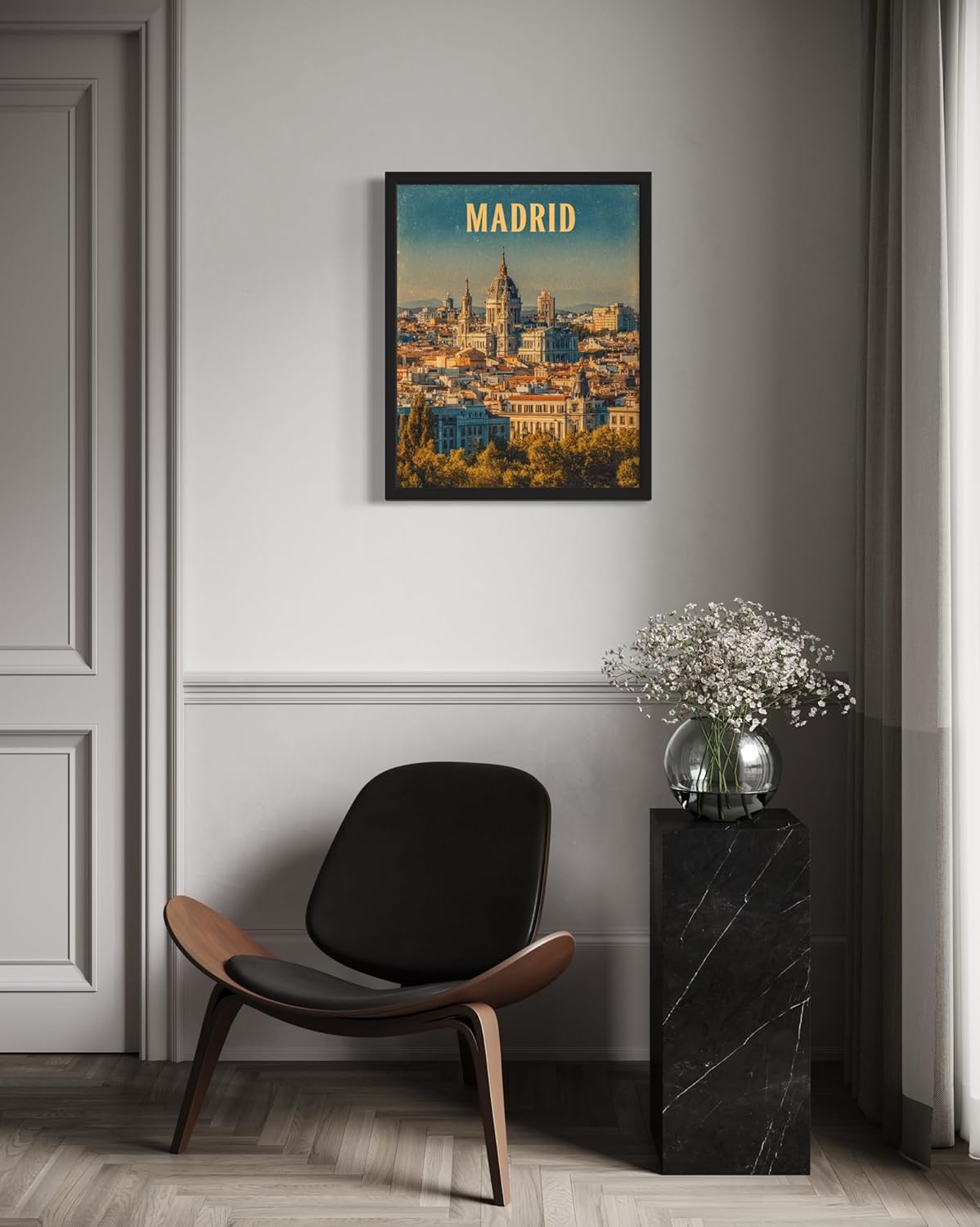 Madrid, Spain Art Print Poster, Europe Vintage City Retro Photography Skyline Travel Bedroom Bathroom Living Room Decor 183 (Madrid, Spain, 11 x 14 inches, Unframed)