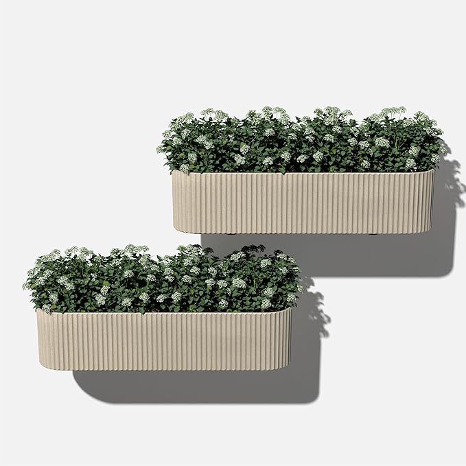Veradek Demi Series Railing Planter - Hanging Planter Box for Windowsill/Balcony | Plastic-Stone Composite w/Railing Bracket | Modern Décor for Flowers
