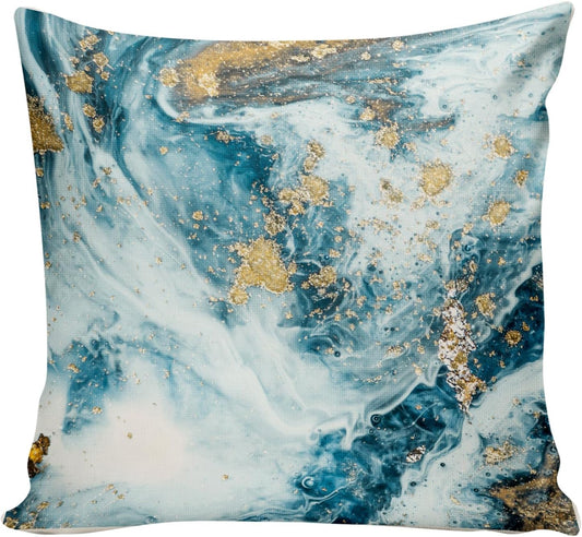 Marble Throw Pillow Cover，Ink Golden Marble Texture Pillow Covers Farmhouse Decorative Cushion Case Sofa Pillow Case 18x18 Inch