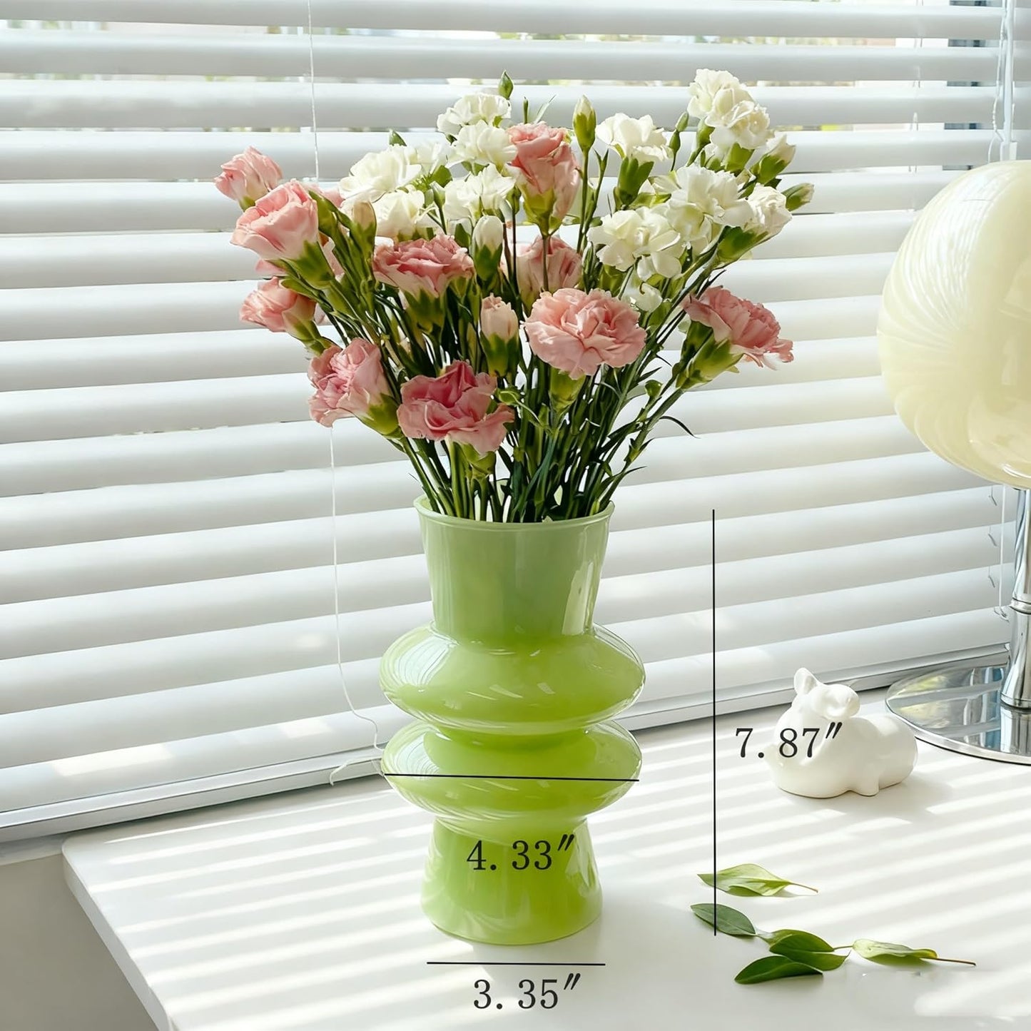 JSPYFITS Glass Vases for Decor, 7.8 Inch Four- Layer Hydroponic Glass Vase Bubble Flower Vases Decorative for Home Décor, Funky Modern Geometric for Living Room/Wedding/Party/Office(Milky Green)