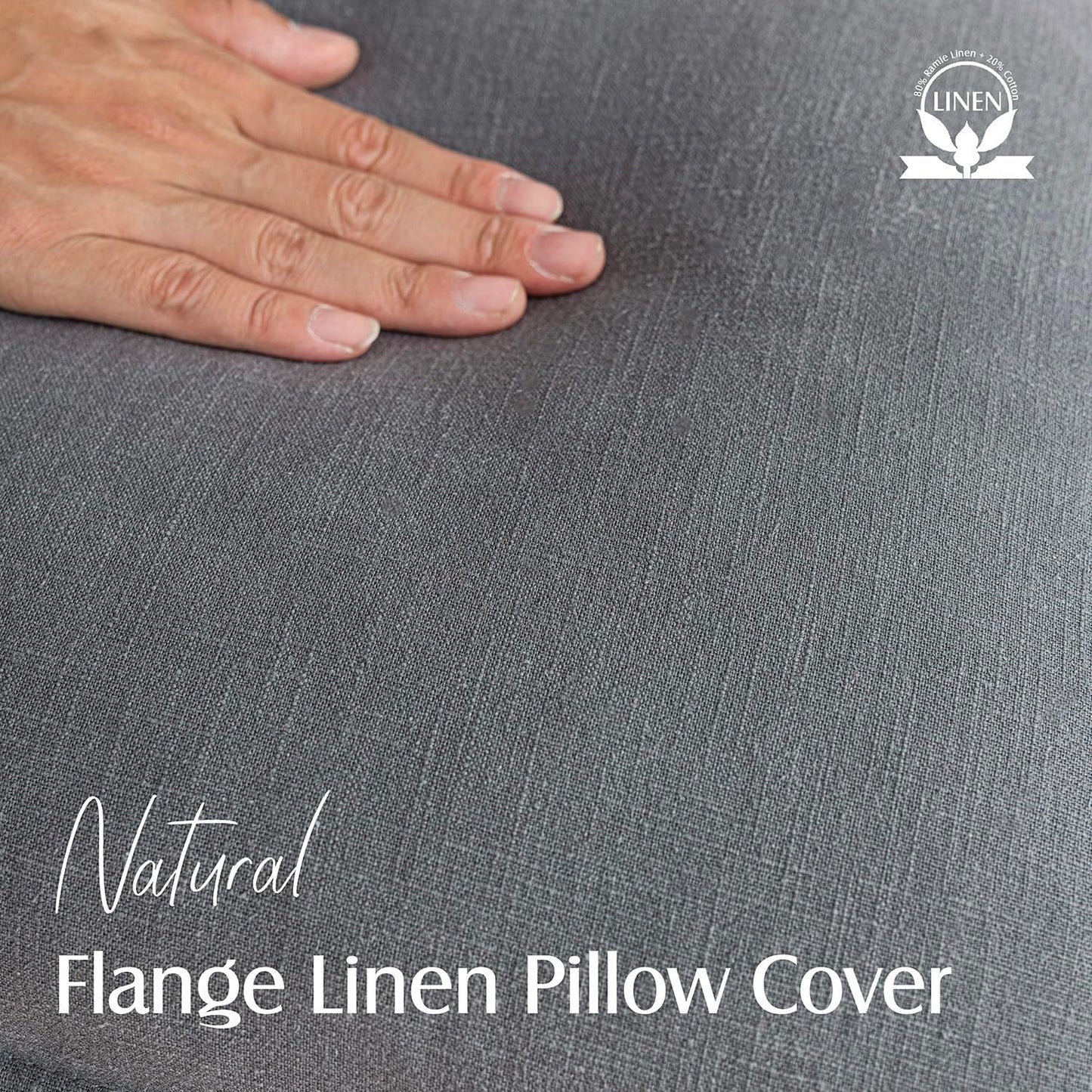 Foindtower Pack of 2, Decorative Linen Soild Throw Pillow Covers Soft Accent Square Cushion Case Boho Farmhouse Pillowcase for Chair Couch Sofa Bedroom Living Room Home Decor 24 x 24 Inch Grey