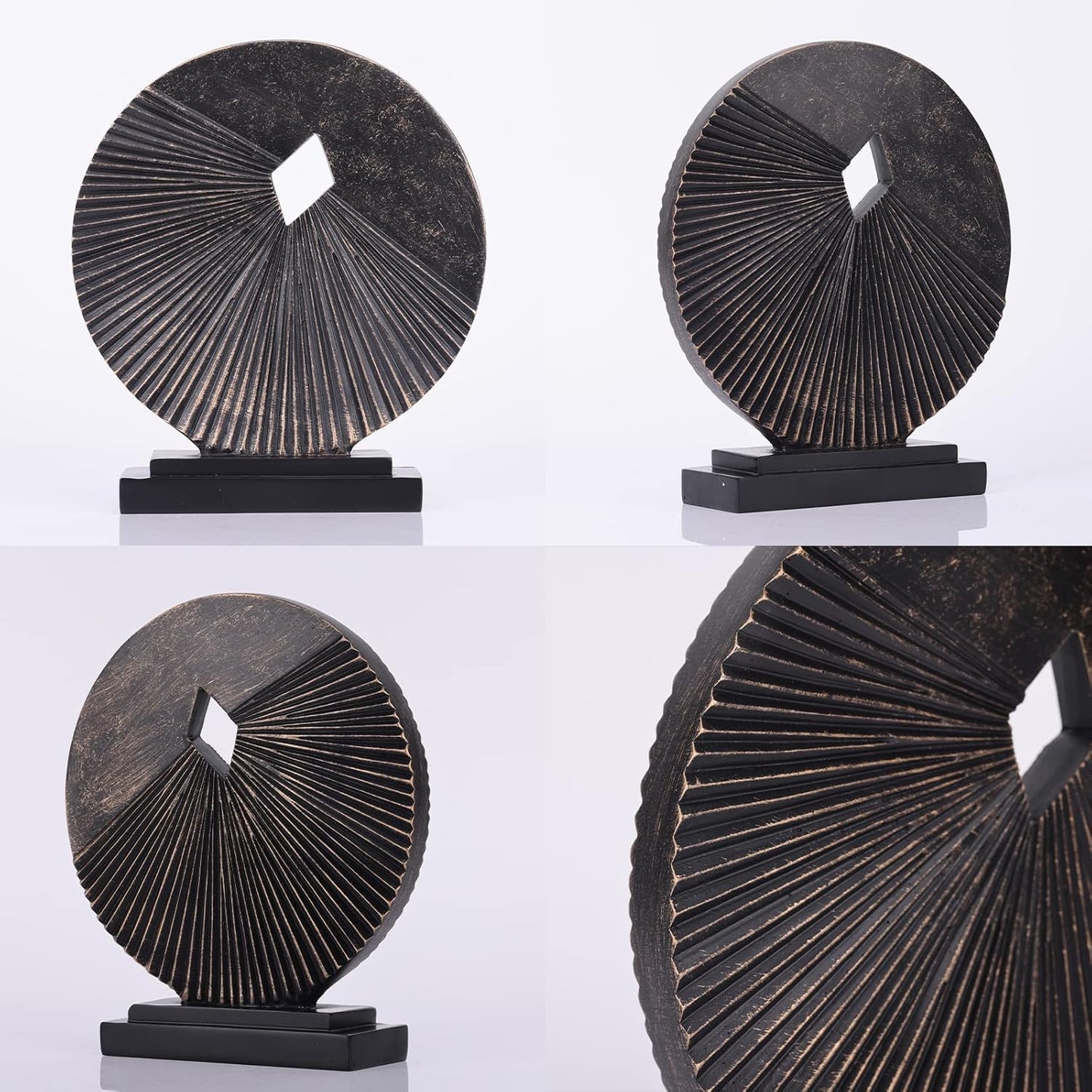 DOVDOV Geometric Home Decor Statues, Unique Round Modern Art Decors, Gunmetal Home Decor, Shelf Decor Aesthetics, Office Table Decor, entryway Entry Table Decor.