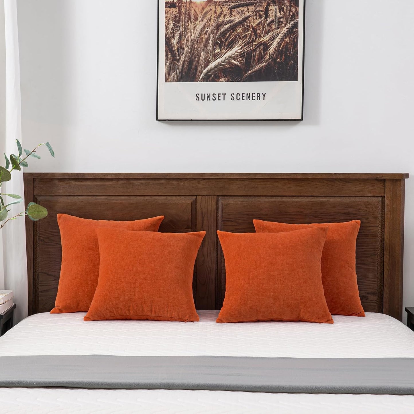 GAWAMAY Decorative Square Throw Pillow Covers 18"x18" Inch Set of 4, Super Soft Chenille Pillows Farmhouse Fall Pillowcase for Living Room Bedroom Sofa Couch Cushion Cover Burnt Orange 45x45cm