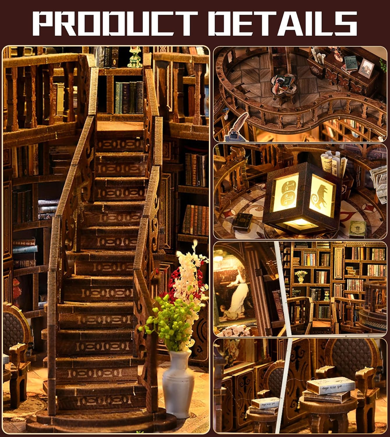 DIY Dollhouse Miniature House Kit,DIY Kit Mini House Model,1:24 Scale Creative Doll House Best Christmas Birthday Gift for Lovers Boys and Girls. (Dreamy Book Hall)