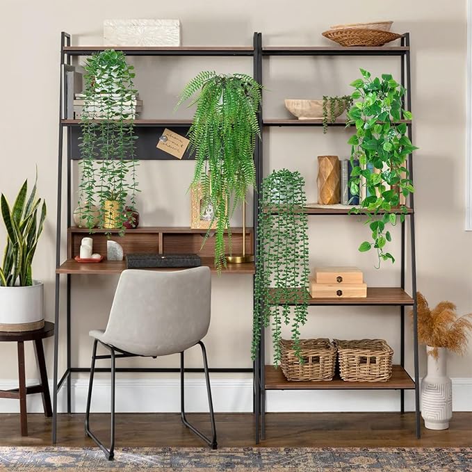 Dremisland Fake Hanging Plants with Pots 2Pack Faux Hanging Basket Plant Macrame Plant Hanger with Fake Vines Faux Hanging Planter for Wall Ceiling Home Bedroom Indoor Decor (Mix Plant-4PCS)