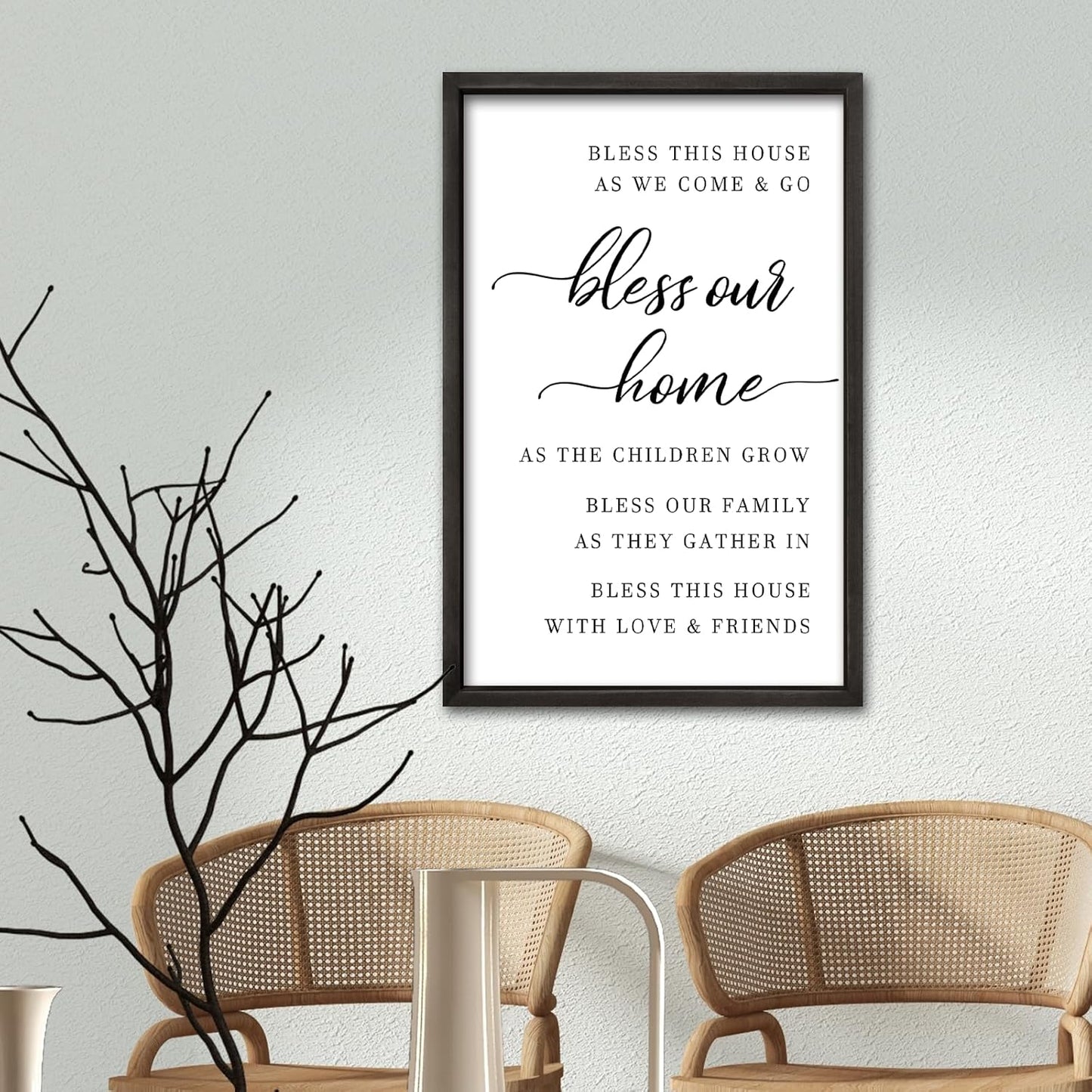 comurdyo Bless This Home Wall Decor 16"×11" Modern Rustic Farmhouse Inspirational Blessing Sweet Family Quote Scripture Sign For Living Room Bedroom House Wall Art Hanging (Black)