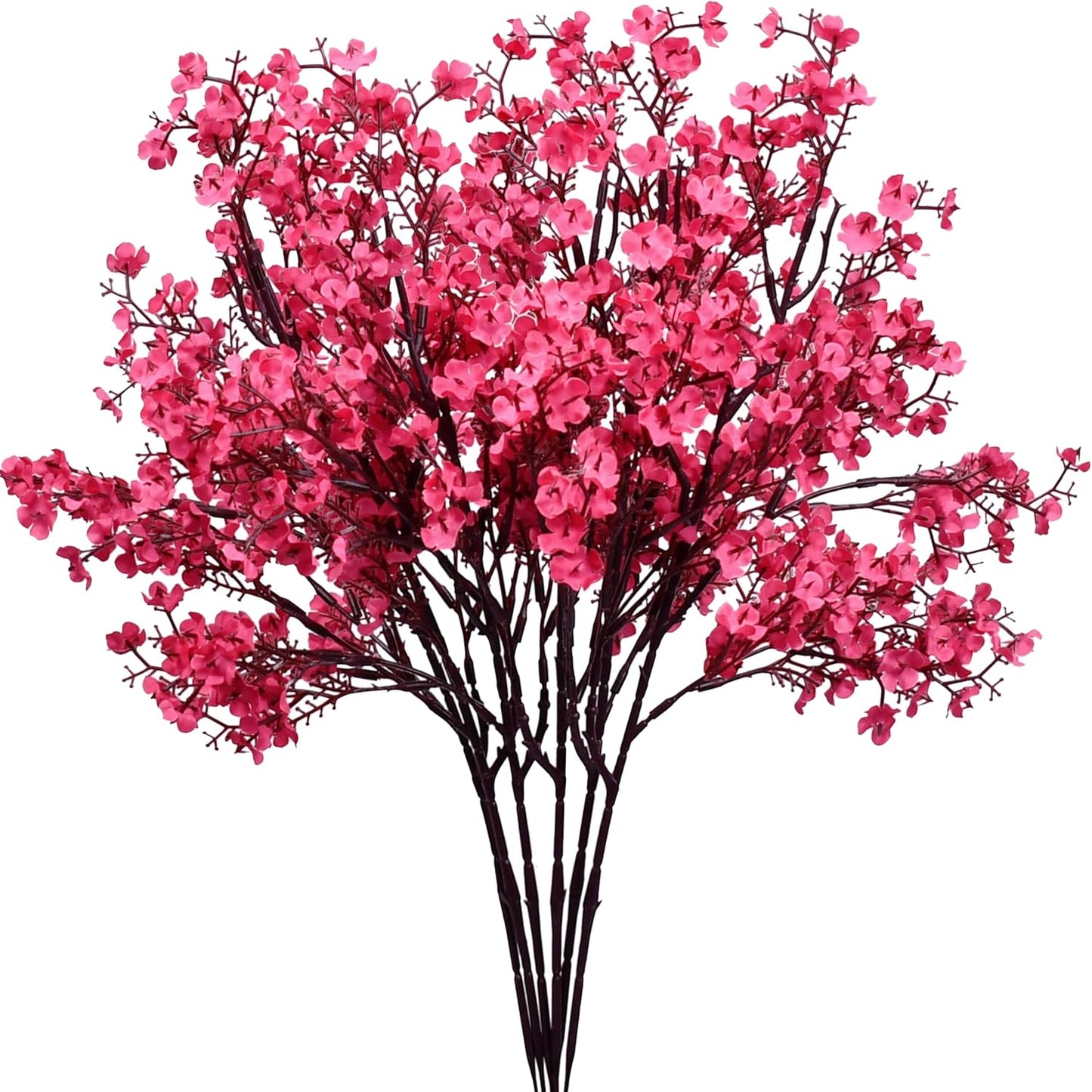 Mandy's Hot Pink Artificial Baby’s Breath Flowers 6 Bundles Silk Gypsophila with Bendable Stems for Fall Centerpiece Wedding Decor and Table Arrangements