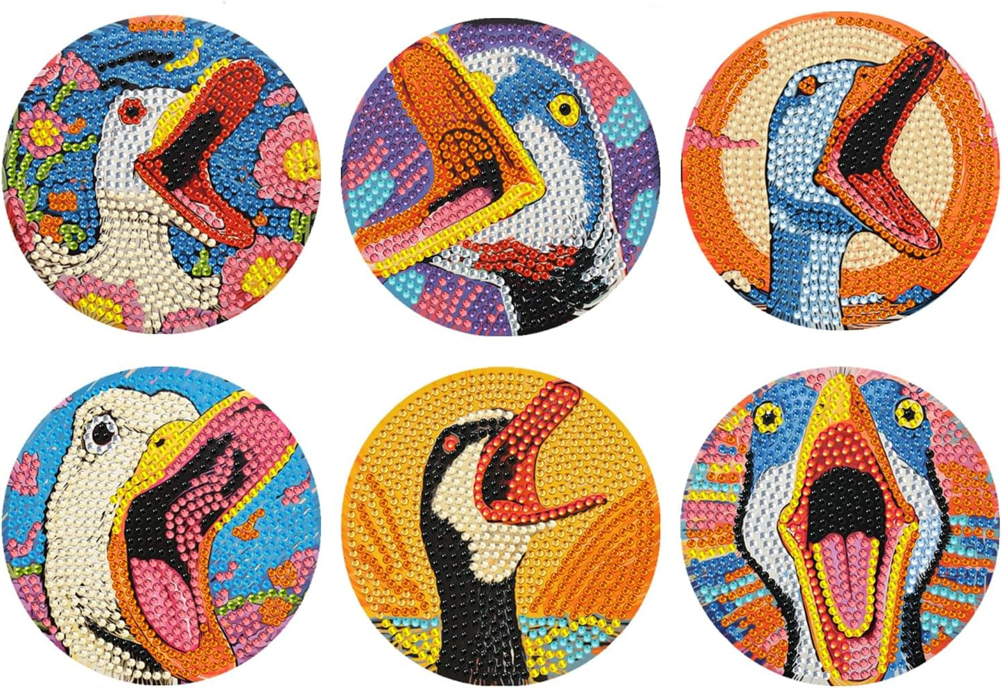 EWJRNSF 6 PCS Diamond Art Coasters Kits, Small Diamond Painting Coasters, Fall Diamond Art Kits for Adults Beginners, Arts and Crafts Supplies Item Sets Not with Holder Duck Style