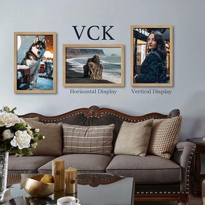 VCK 16x24 Oak Wood Frame for Poster & Picture, Natural Solid Wood Photo Frames 3 Pack, Wall Gallery Frame
