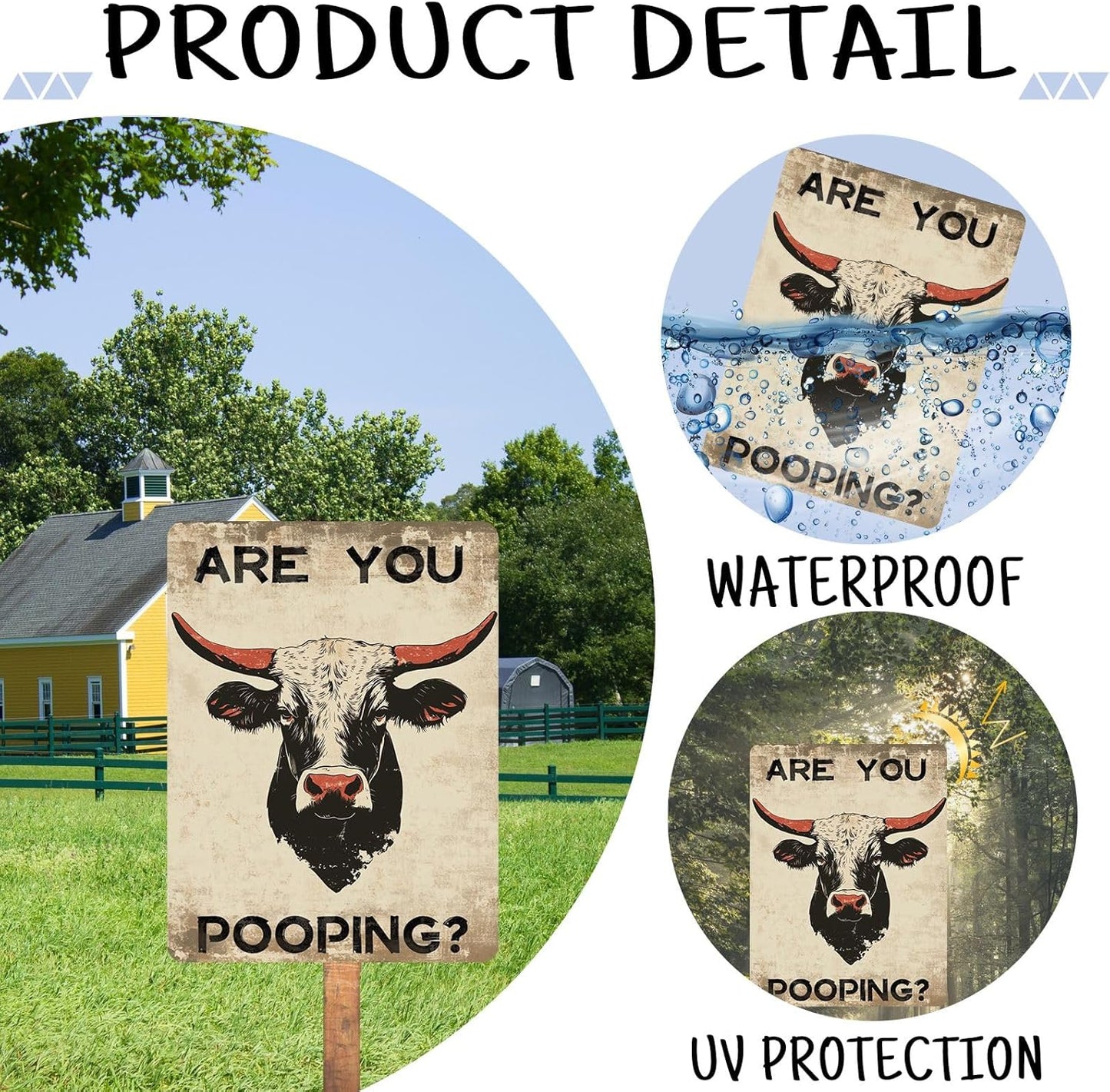 Funny Bathroom Metal Signs Highland Cow Are You Pooping Vintage Tin Sign Wall Decor for Home Washroom Bar Farmhouse 8×12 Inch