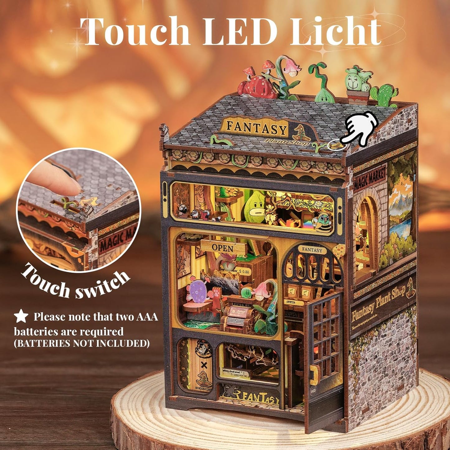 Cutefun Book Nook Kit, DIY Miniature House Kit for Beginners, Book Nook Kits for Adults, Wooden Dollhouse for Bookshelf Decor, Gifts for Family & Friends (Fantasy Plant Shop)