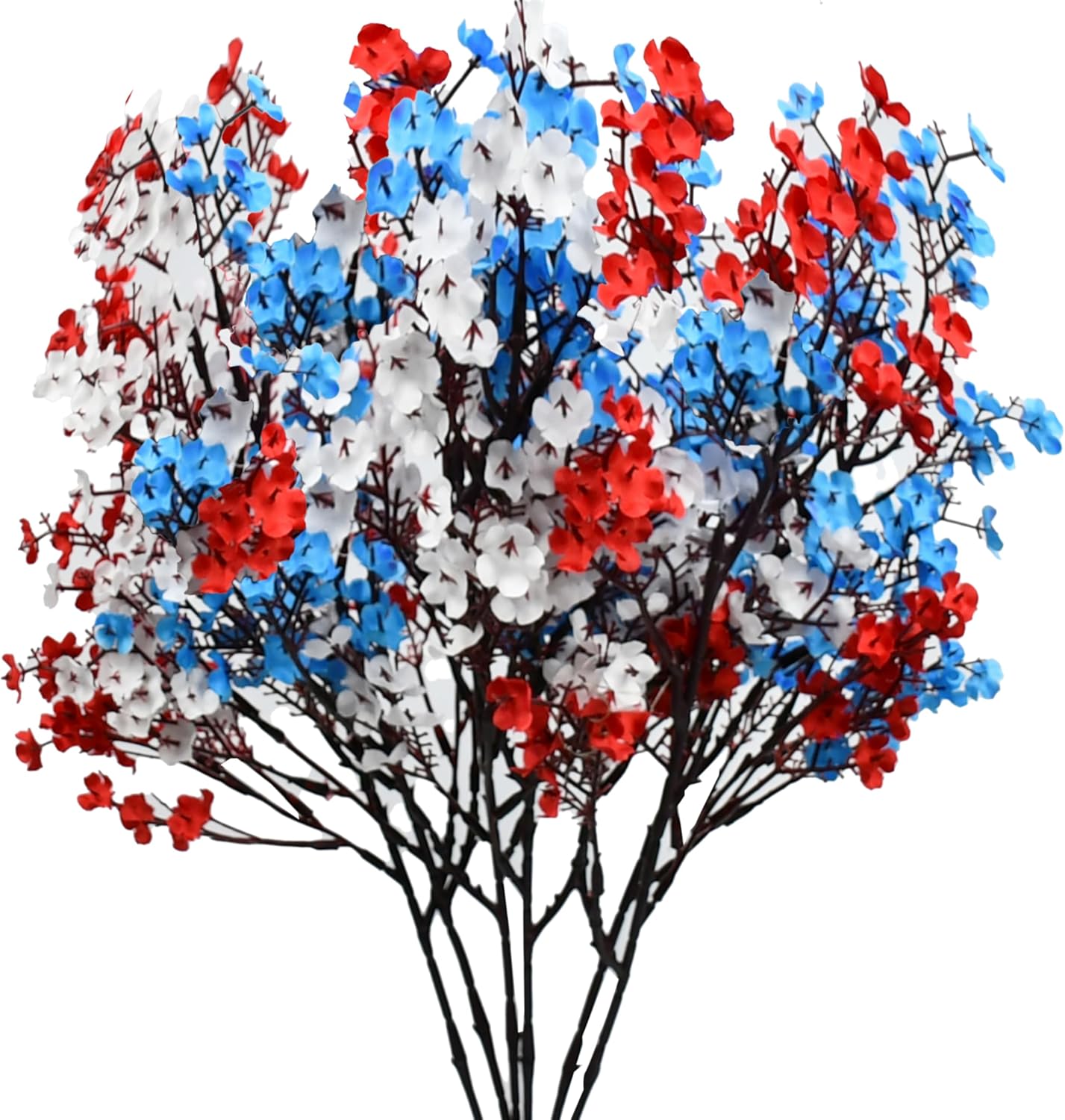 Mandy's Red White Blue Artificial Baby’s Breath Flowers 6 Bundles Silk Gypsophila with Bendable Stems for Fall Centerpiece Wedding Decor and Table Arrangements