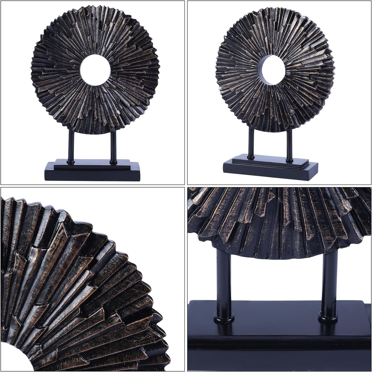 Minimalist Round Statue Above Cabinet Decor Kitchen, Modern Decorative Sculpture Home Decorations for Living Room Coffee Table, Office Decor Items, Center Pieces Decoration (Black)