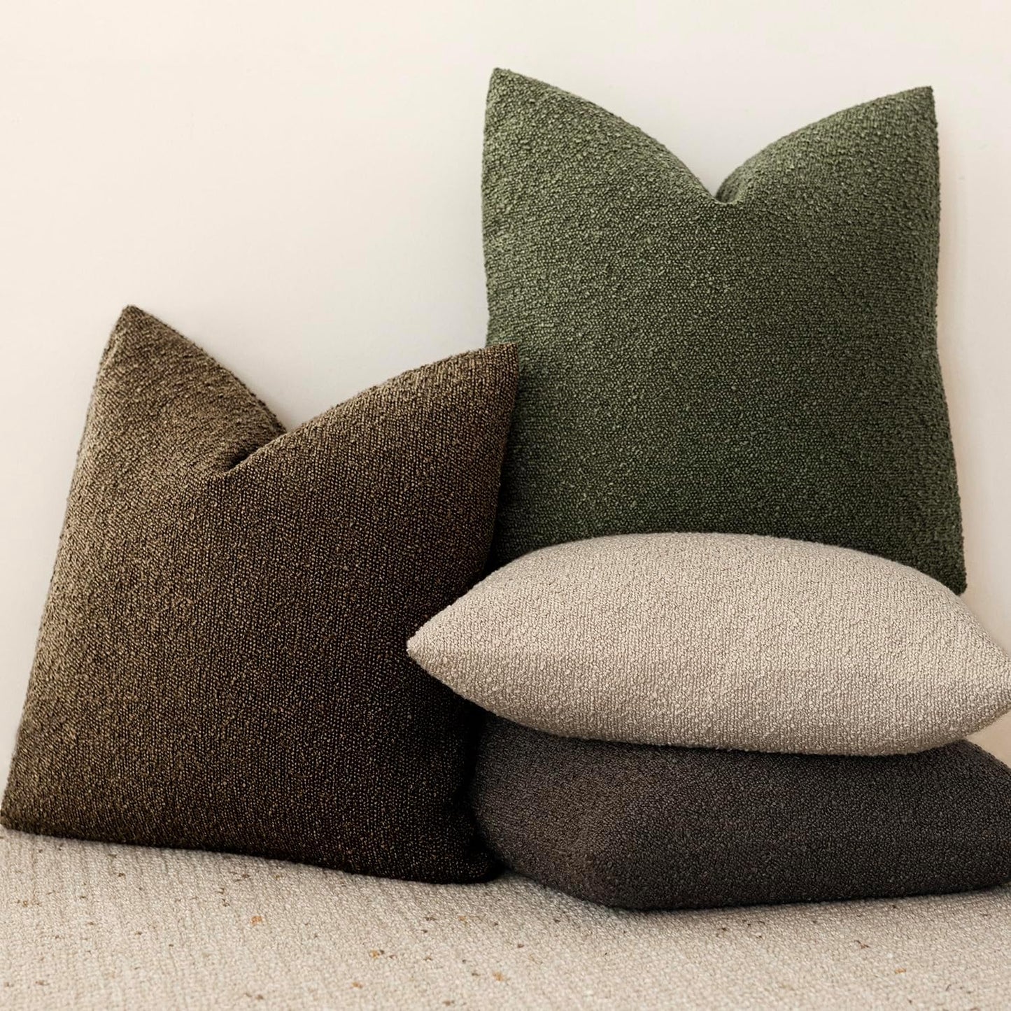 Foindtower Decorative Textured Boucle Throw Pillow Covers Accent Solid Pillow Cases Neutral Soft Cozy Couch Cushion Case for Chair Sofa Bedroom Living Room Home Decor 26x26 Inch,1PC,Chocolate